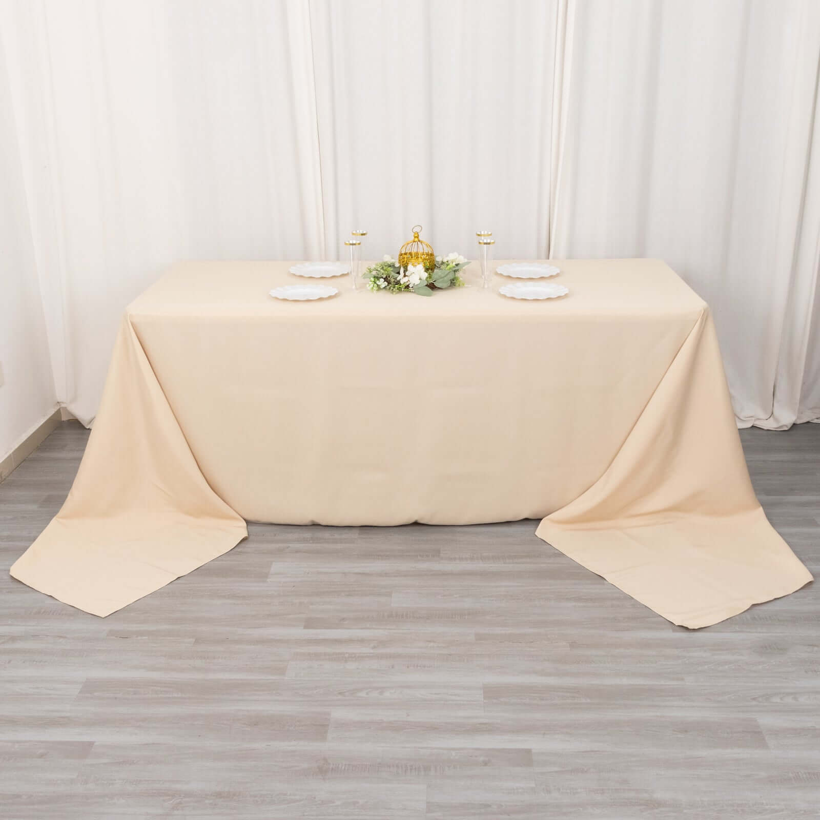 Premium Polyester 90x156 Rectangle Tablecloth Beige - Seamless 220GSM Stain-Resistant Table Cover