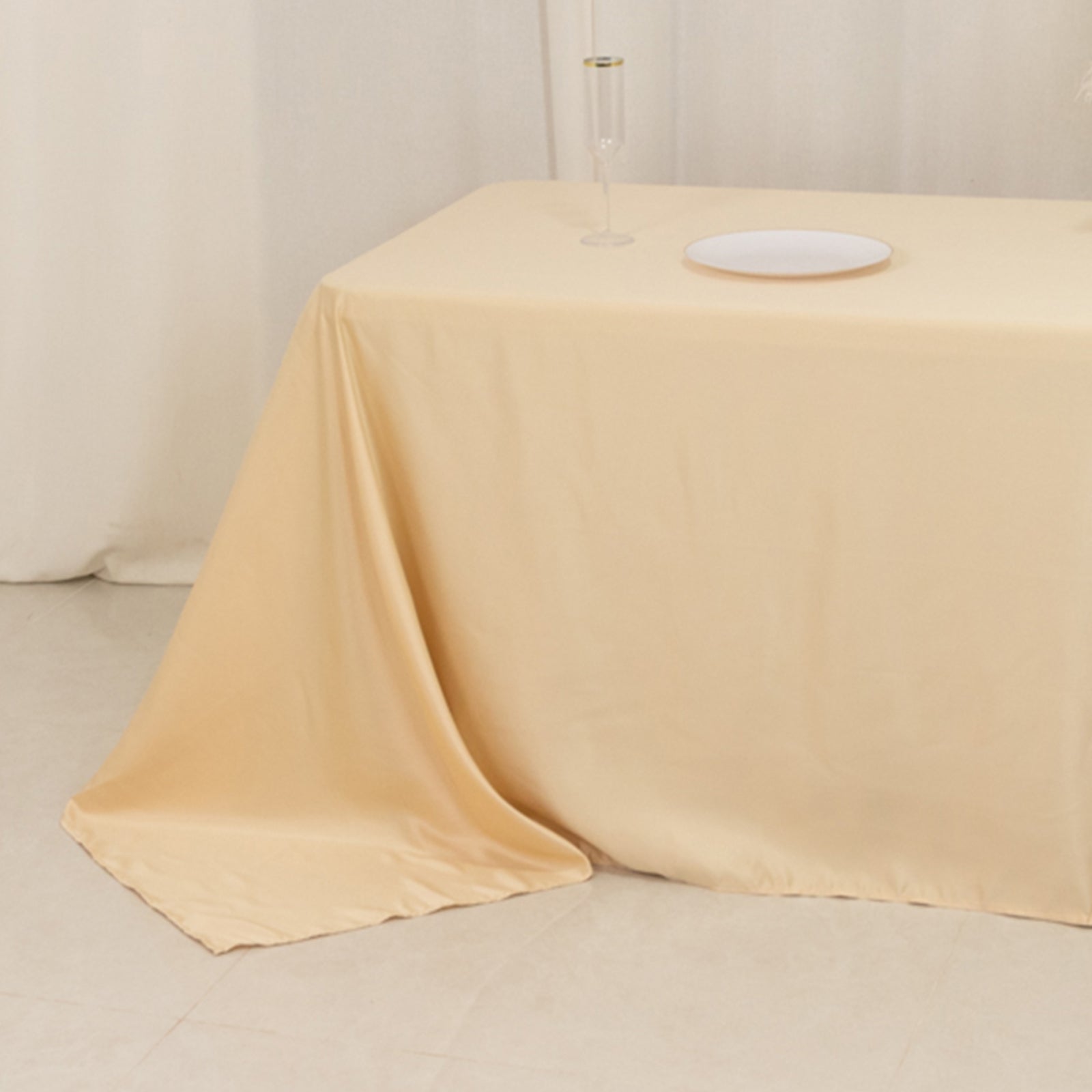 Lamour Satin 90x156 Rectangle Tablecloth Beige - Luxurious, Soft Seamless Table Cover