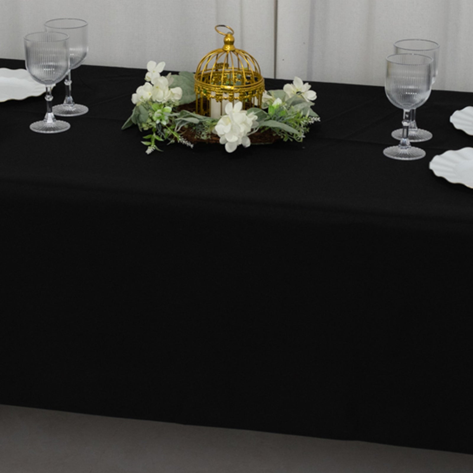 Fire Retardant Premium Polyester 60x126 Rectangular Tablecloth Black - High-Performance Table Cover