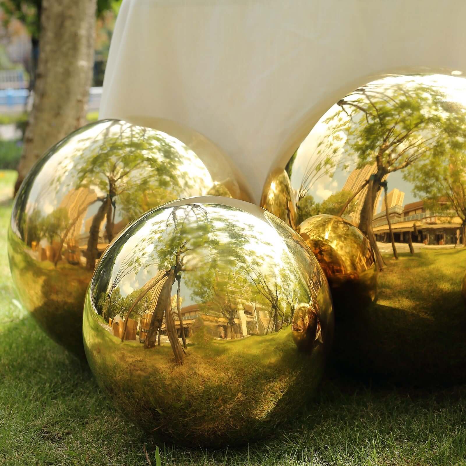 Gazing Globe Mirror Ball Reflective Hollow Stainless Steel Gold Sphere - Decorative Garden Display Piece 16