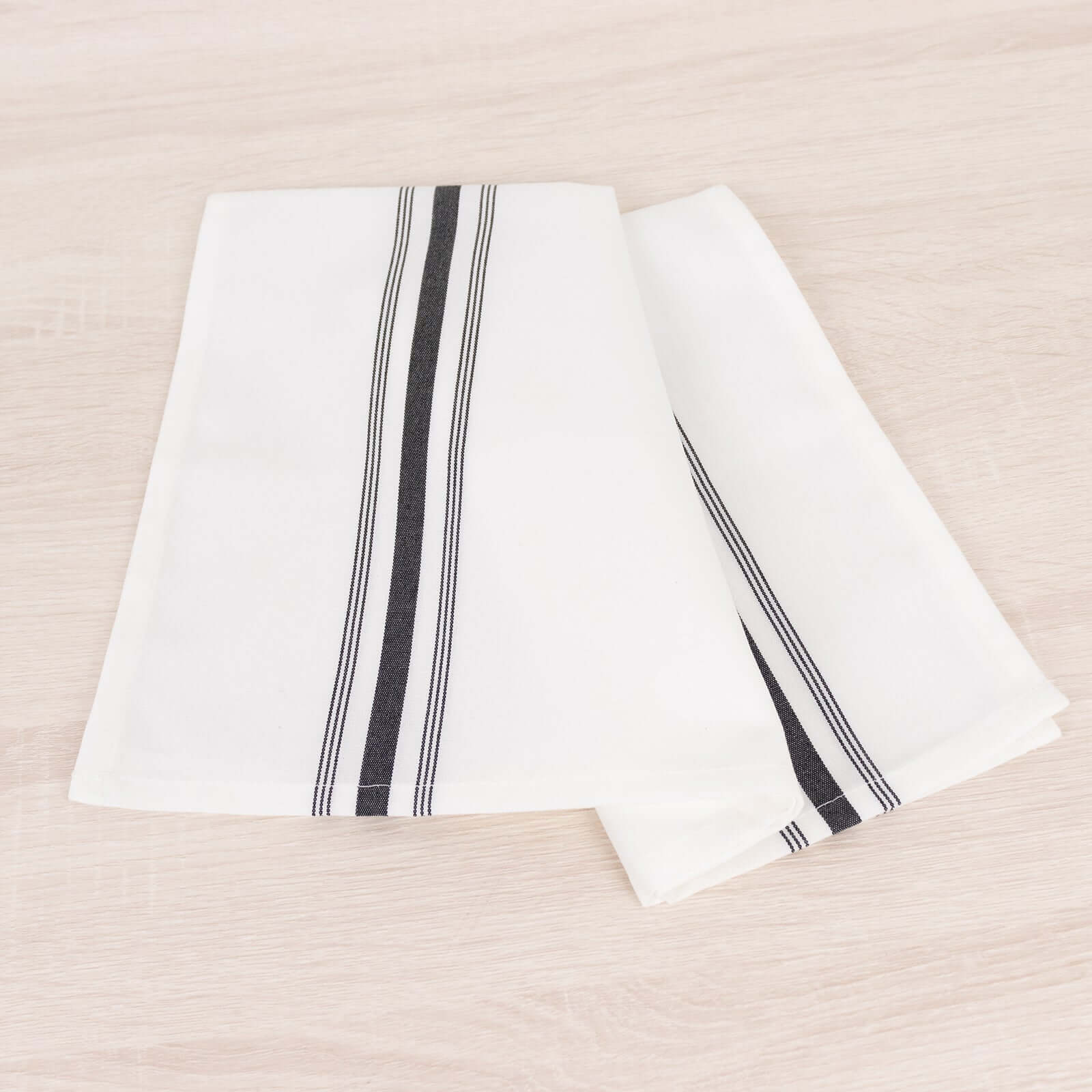 10 Pack Premium Spun Polyester 18x22 Napkins White/Black Bistro Style - Highly Absorbent Cotton-Like Feel Cloth Napkins for Everyday Dining or Celebrations