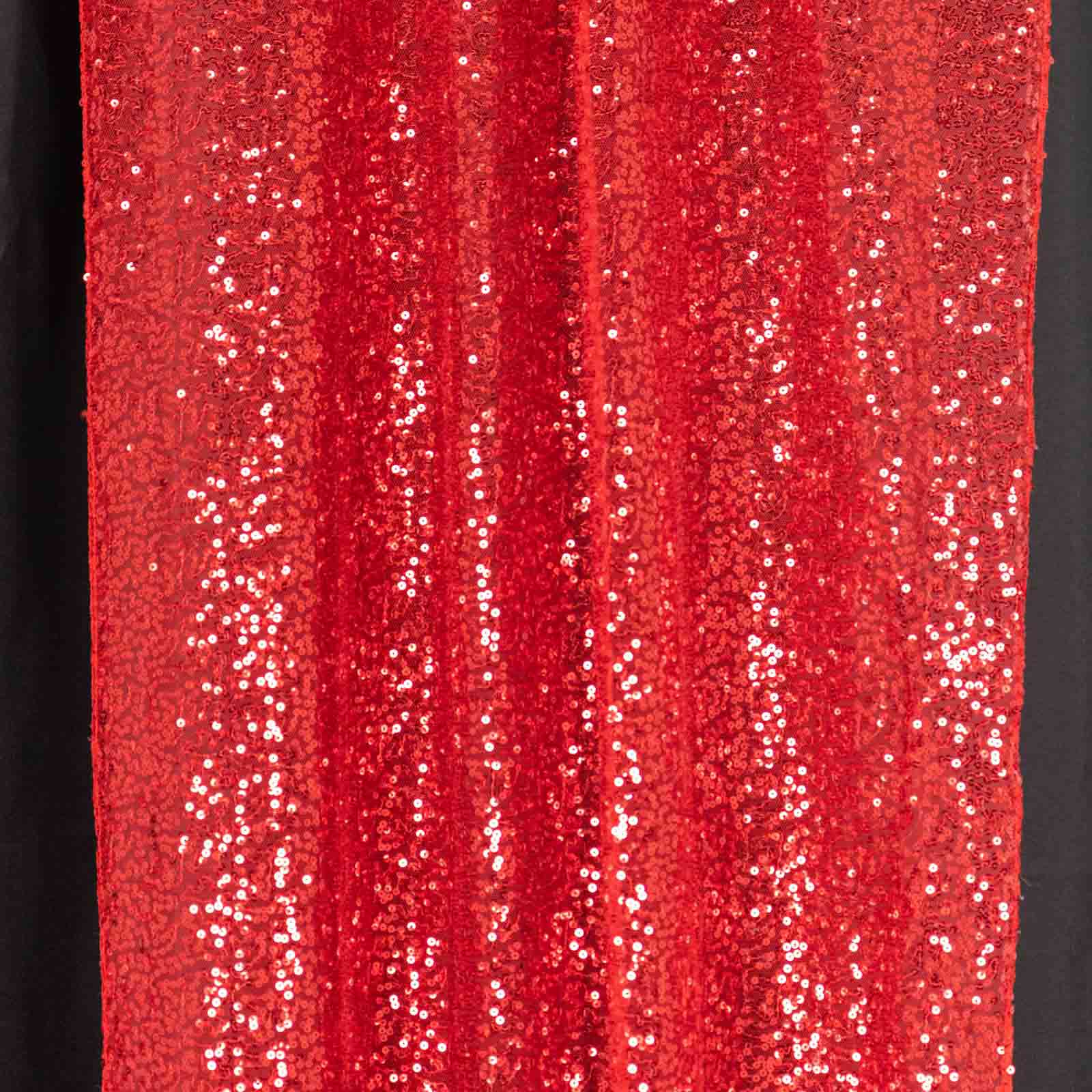 2 Pack Red Sequin Event Curtain Drapes with Rod Pockets, Seamless Backdrop Event Panels - 8ftx2ft