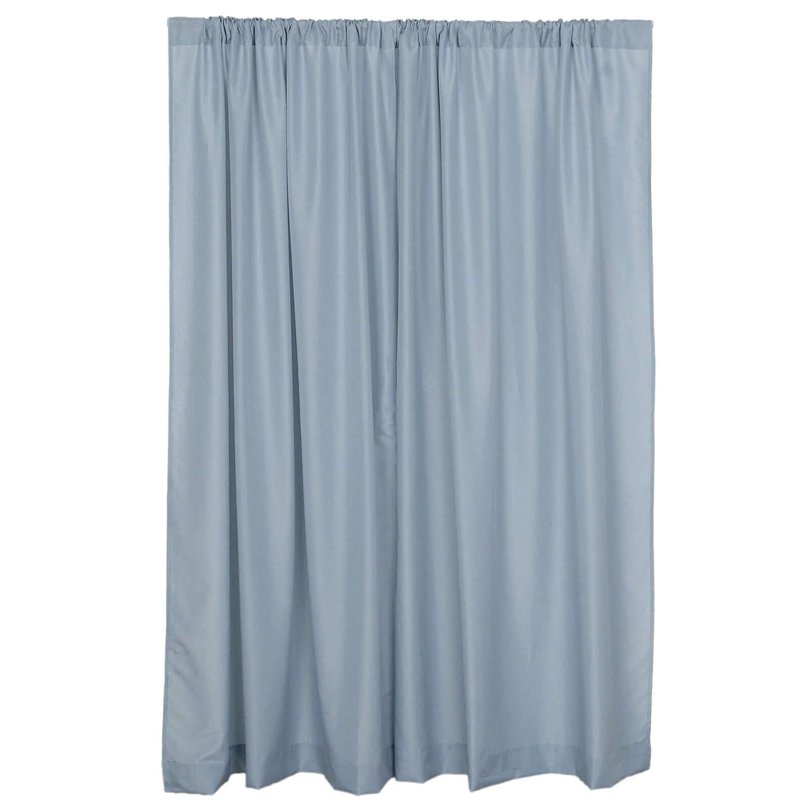 2 Pack Dusty Blue Polyester Event Curtain Drapes, 10ftx8ft Backdrop Event Panels With Rod Pockets 130 GSM