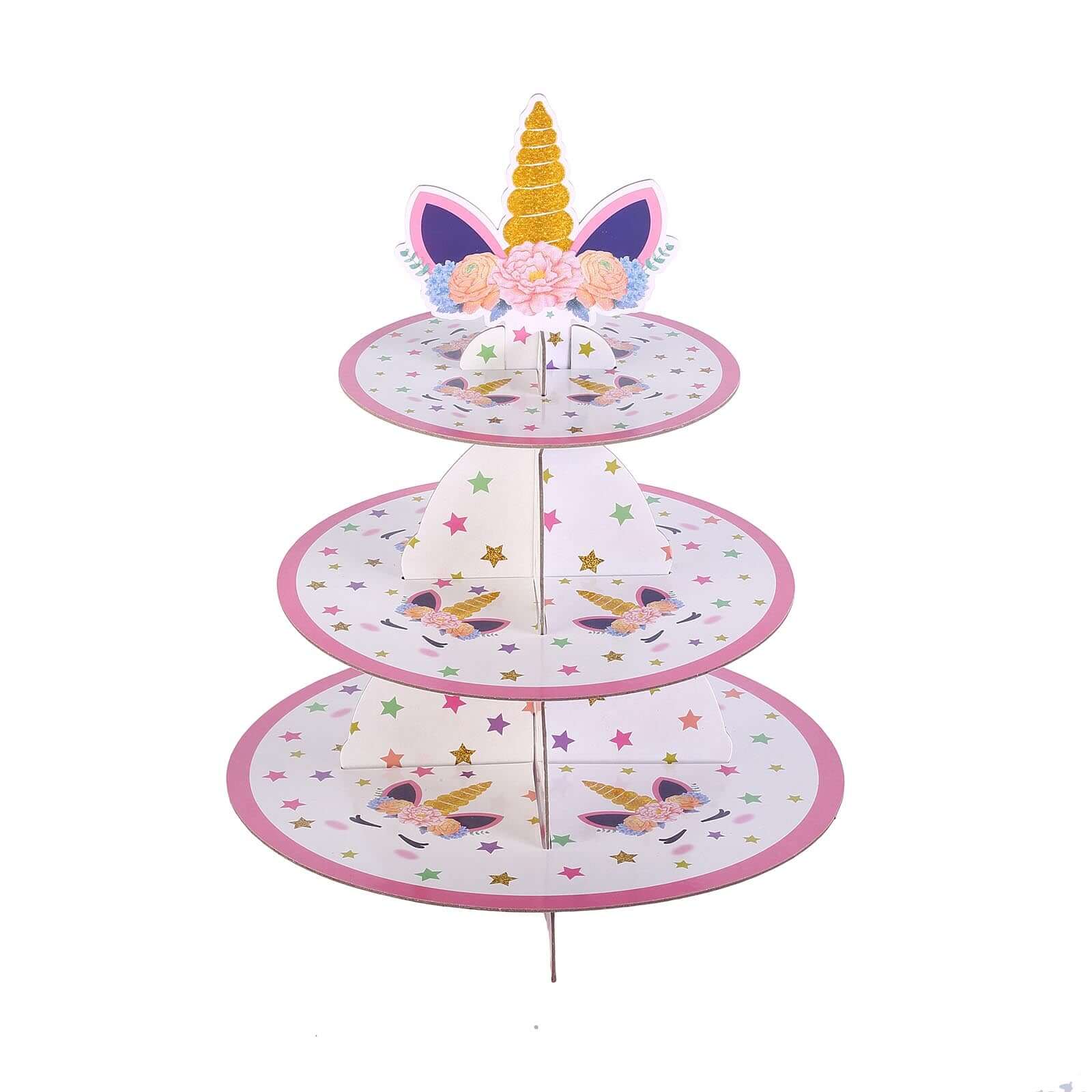 3-Tier Cardboard Cupcake Dessert Stand - Stable Treat Tower Display Holder for Unicorn Themed Girls Birthday Baby Shower Party Decor 15