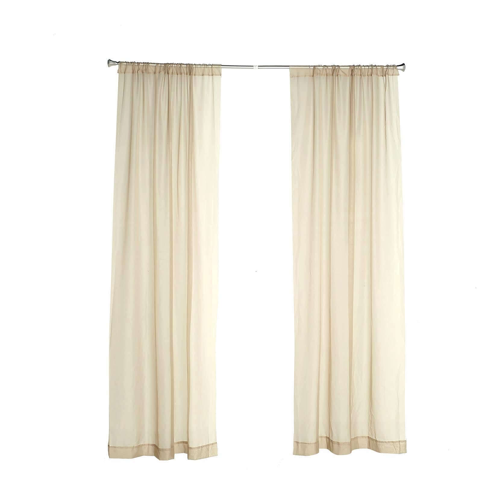 2 Pack Natural Sheer Chiffon Event Curtain Drapes, Durable Flame Resistant Premium Organza Backdrop Event Panels With Rod Pockets - 10ftx10ft