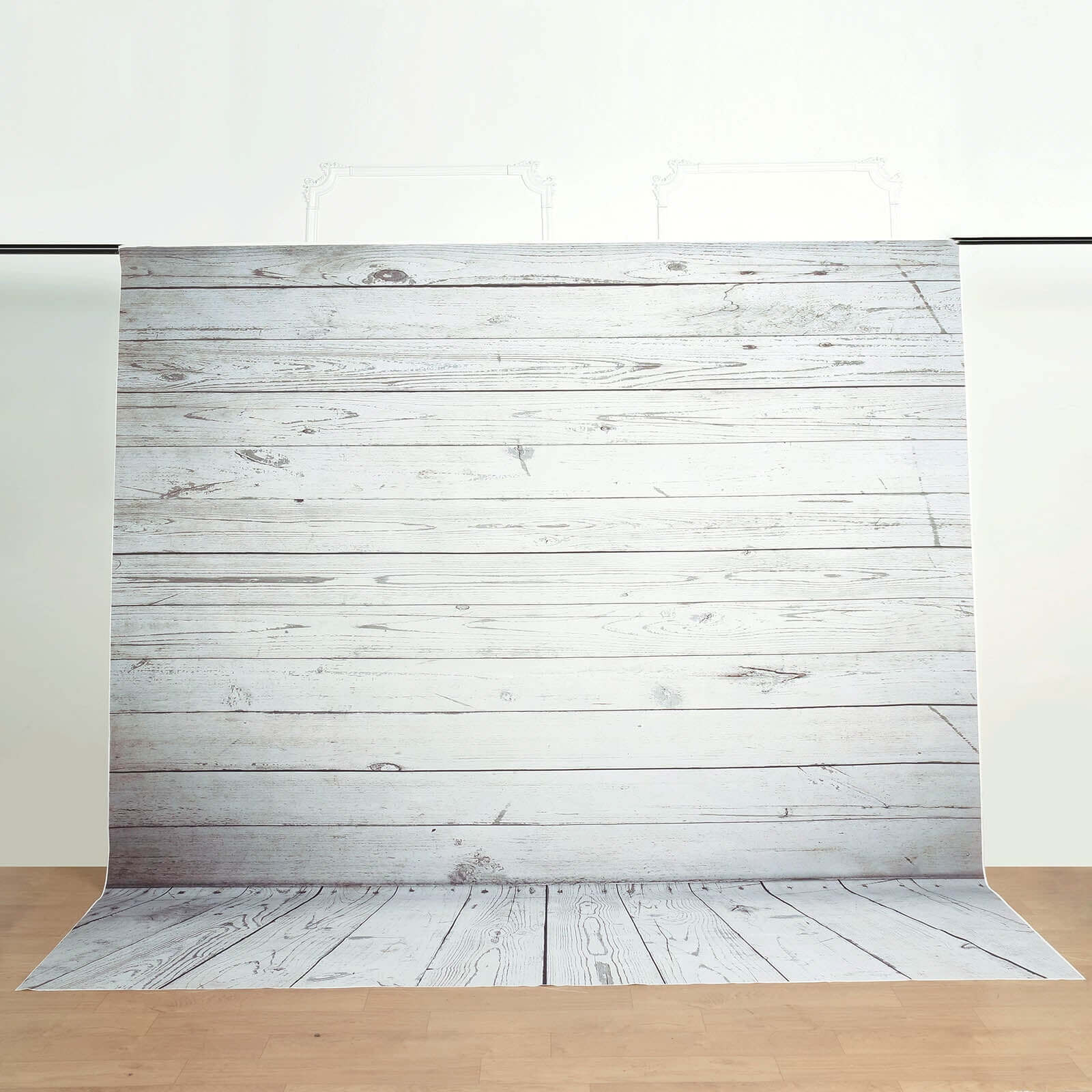 8ftx8ft White Gray Distressed Wood Panels Vinyl Photography Backdrop