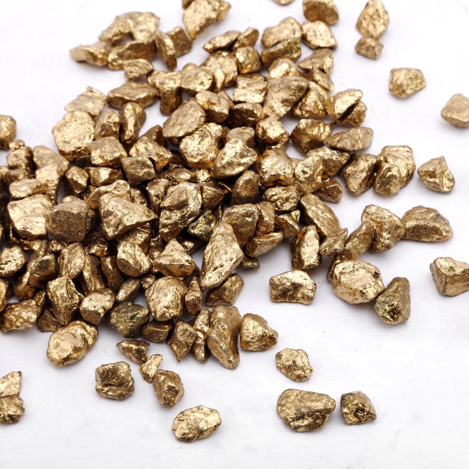 Polished Decorative Stones Metallic Gold - Ideal Vase Fillers, Landscaping, and Aquarium Use 2Lb