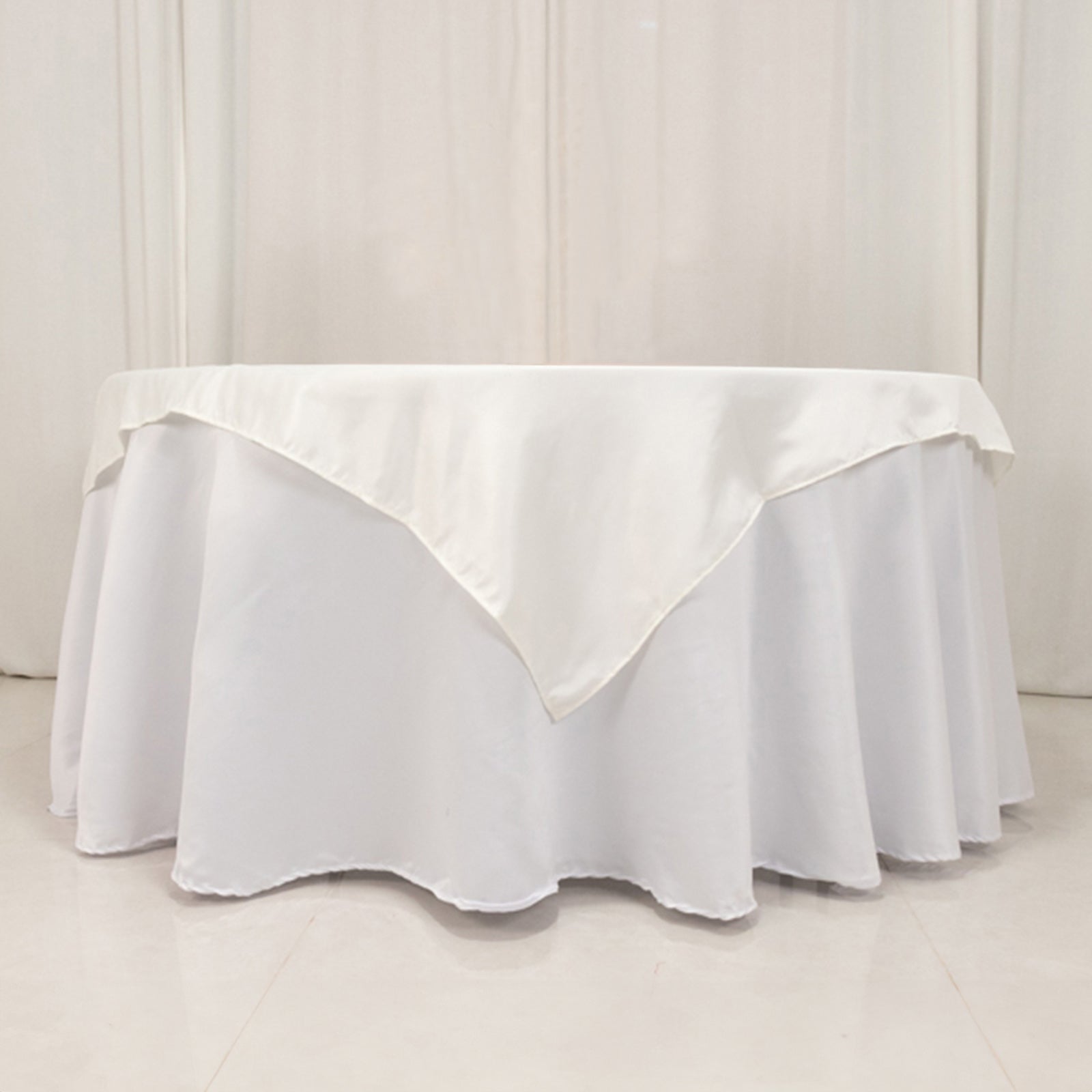 Lamour Satin 54x54 Table Overlay Square Tablecloth Ivory - Durable & Silk-Like Table Cover