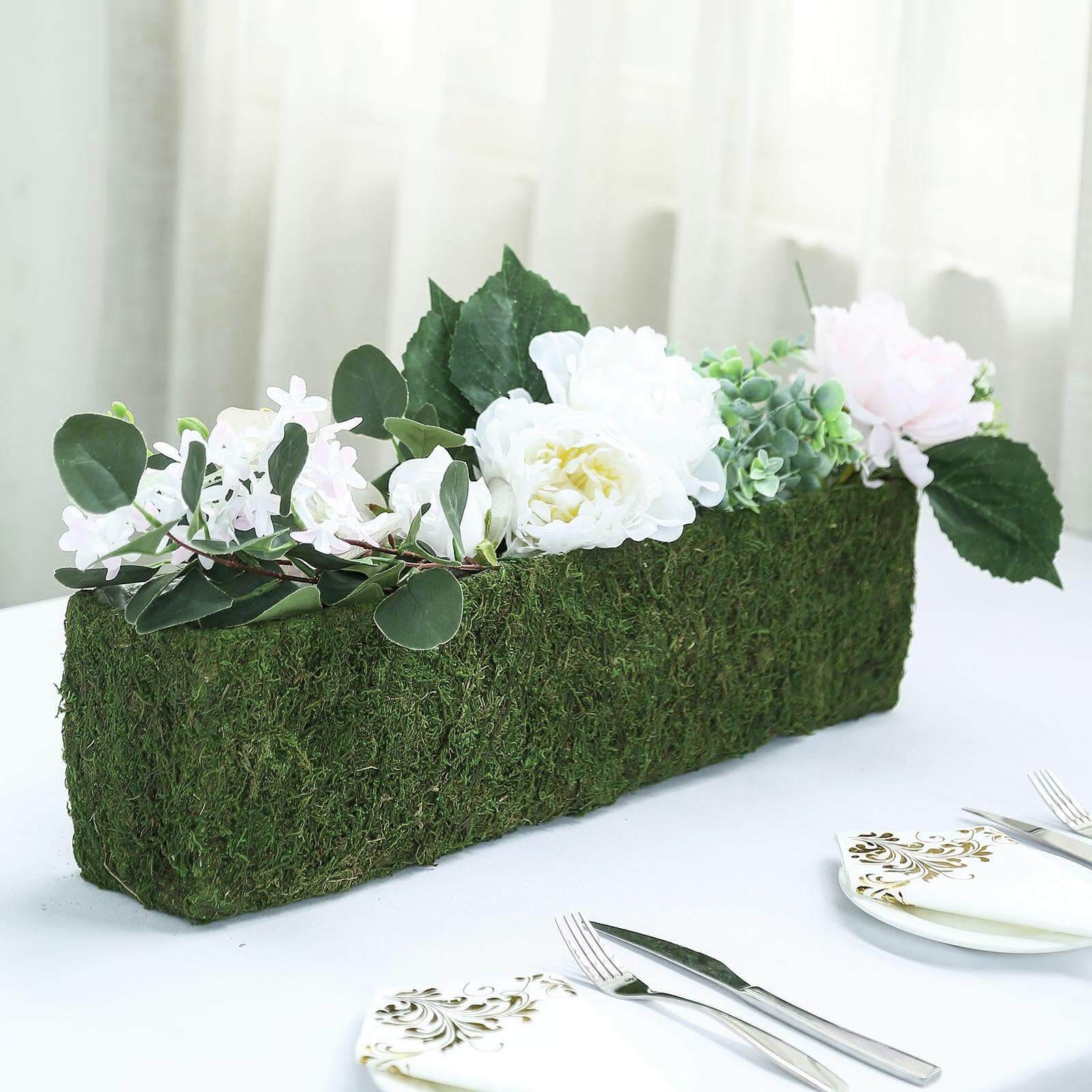 Metal Planter Box Rectangle with Inner Lining Green Preserved Moss - Rustic Flower Basket Decor 23