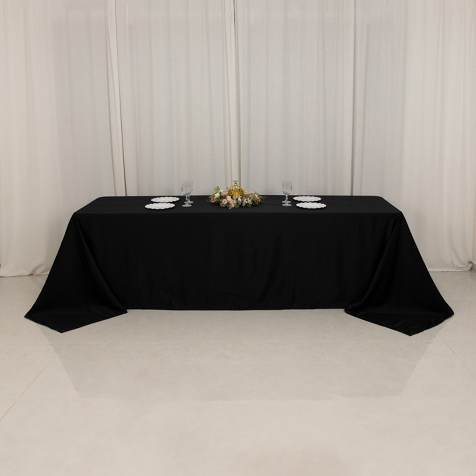 Lamour Satin 90x156 Rectangle Tablecloth Black - Luxurious, Soft Seamless Table Cover for Stylish Settings