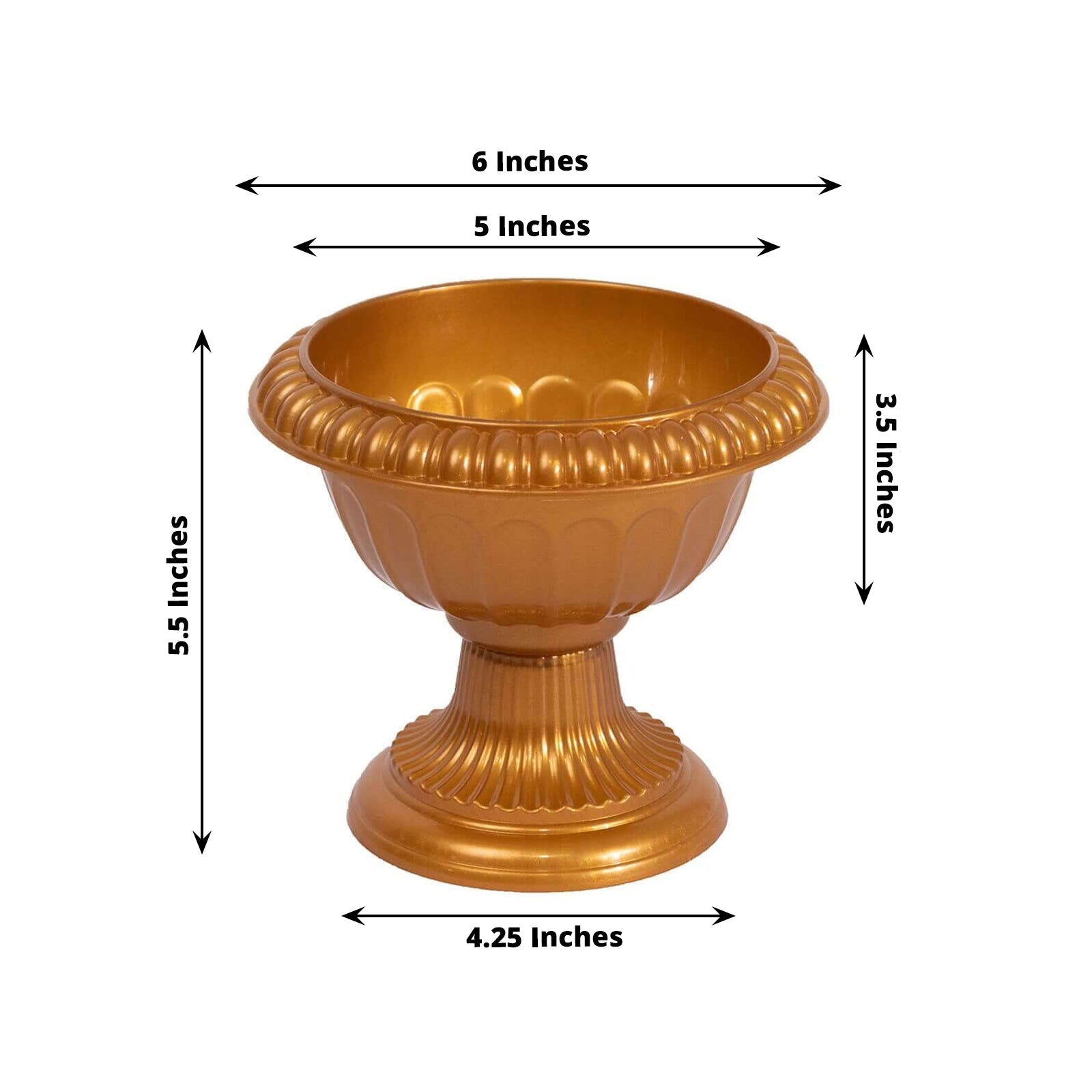 4-Pack Plastic Flower Pot Vases Roman Style Gold - Classic Floral Urn Planter Table Centerpieces 6