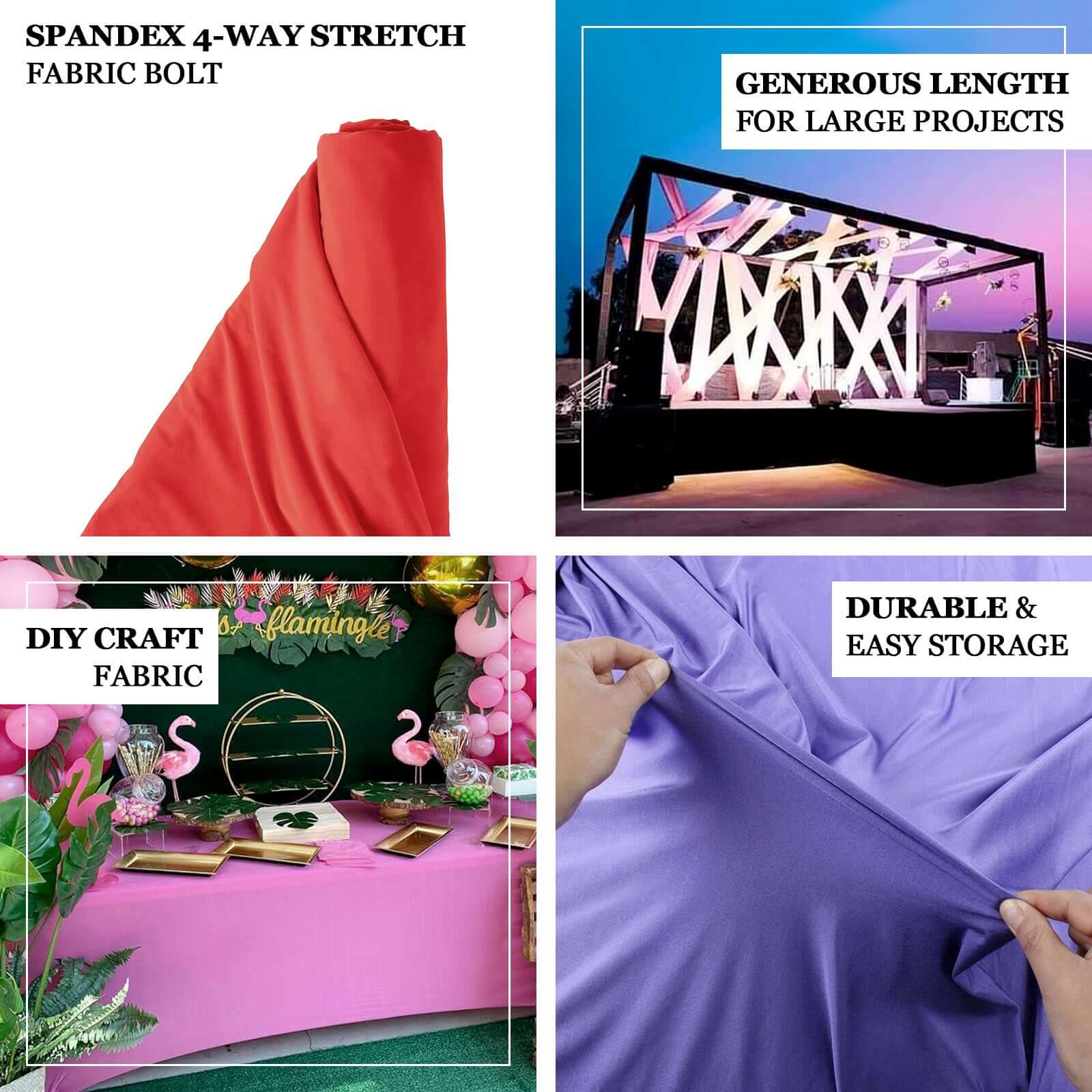 Pink Spandex 4-Way Stretch Fabric Roll, DIY Craft Fabric Bolt- 60x10 Yards