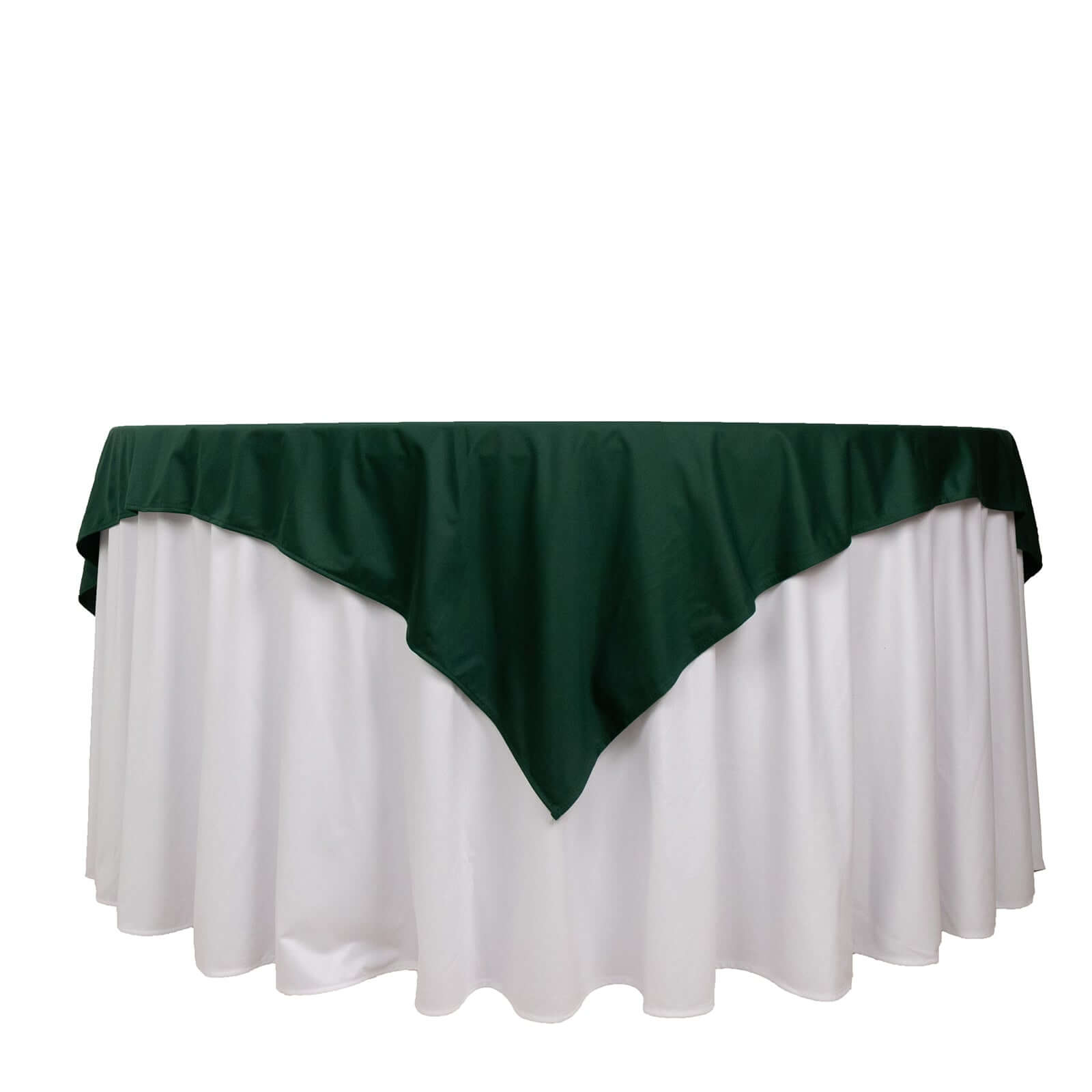 Premium Scuba 70x70 Table Overlay Square Tablecloth Hunter Emerald Green - Wrinkle Free & Stain Resistant Table Cover