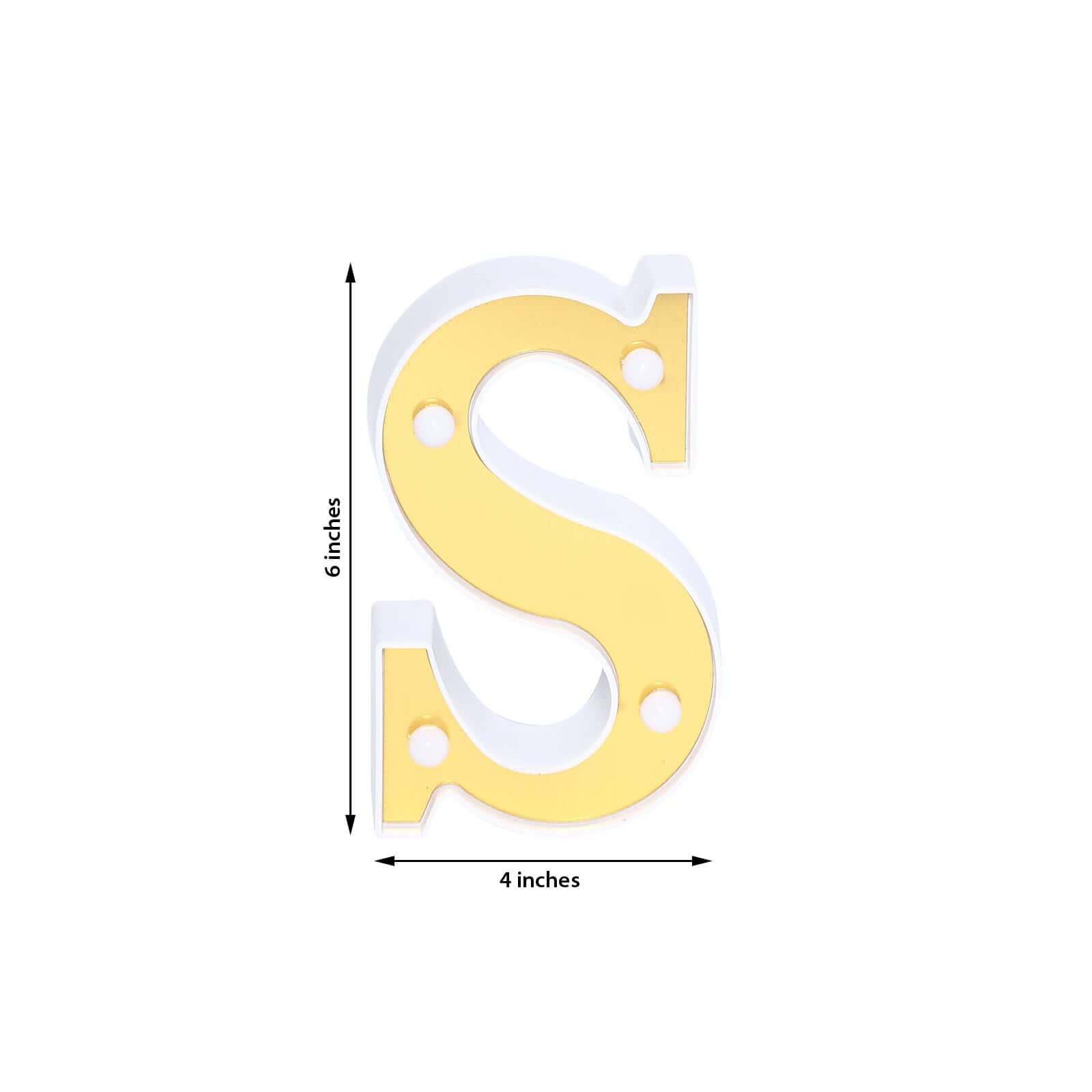 3D Marquee Letter S Warm White 4 LED Lights Gold - Chic Light-Up Decor for Events 6