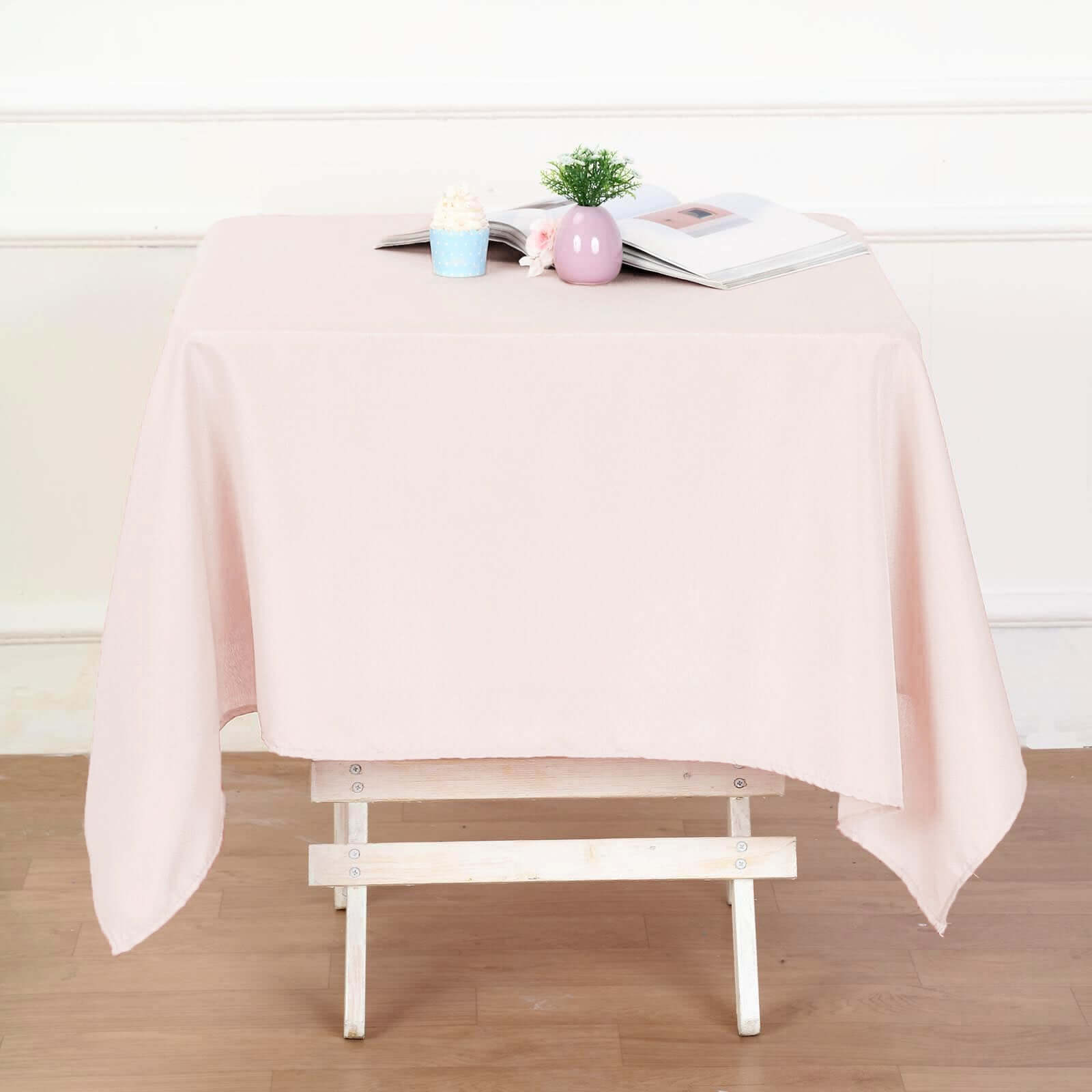 Polyester 54x54 Table Overlay Square Tablecloth Blush - Wrinkle-Resistant & Durable Table Cover