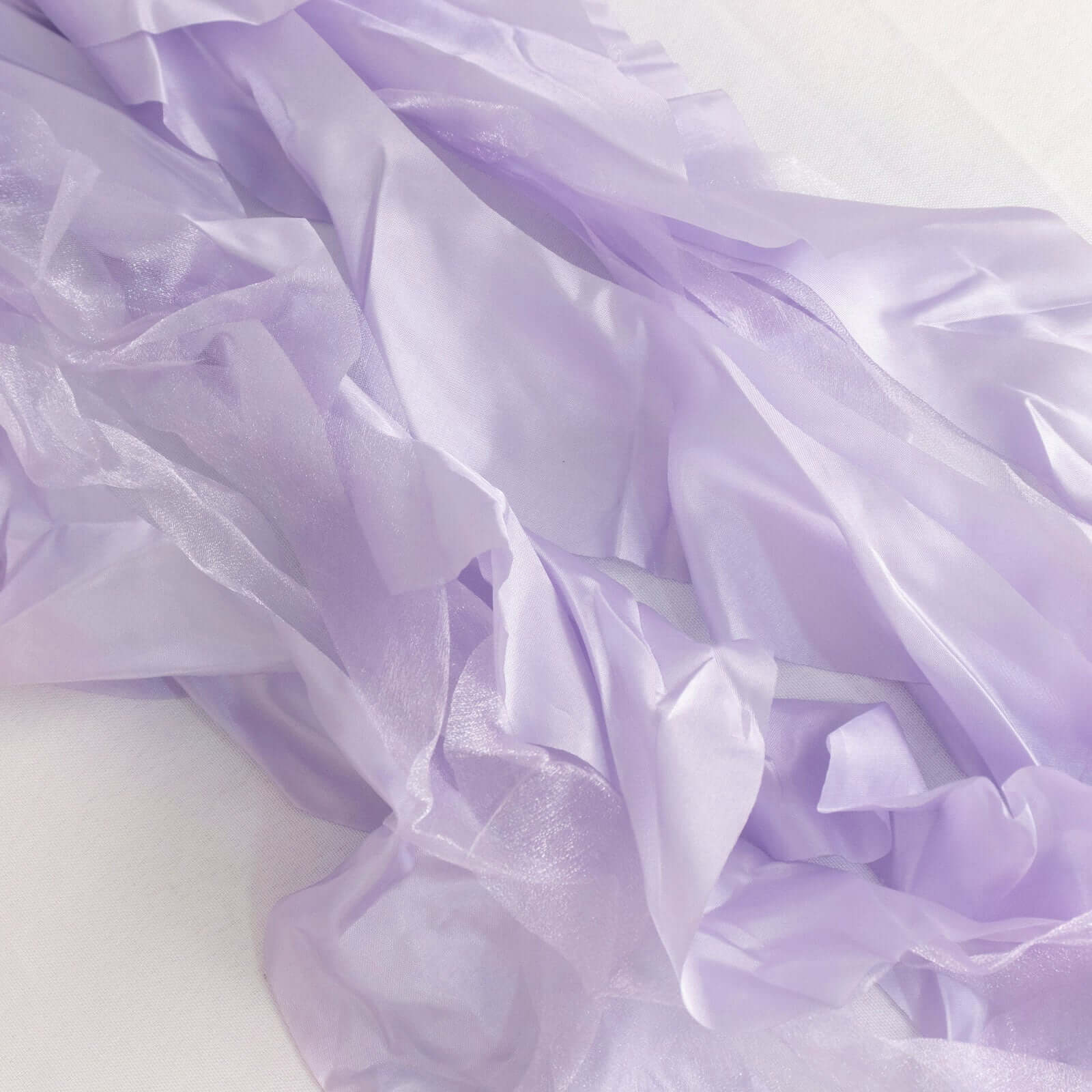 5 Pack Chiffon Satin Chair Sashes Lavender Lilac - Easy to Install Ruffled Curly Willow