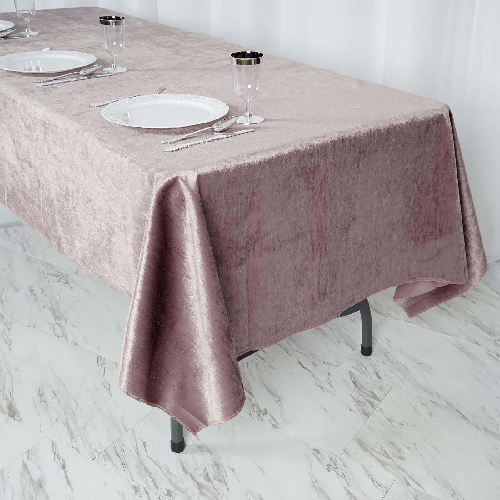 Premium Velvet 60x102 Rectangle Tablecloth Mauve - Reusable & Soft Table Cover