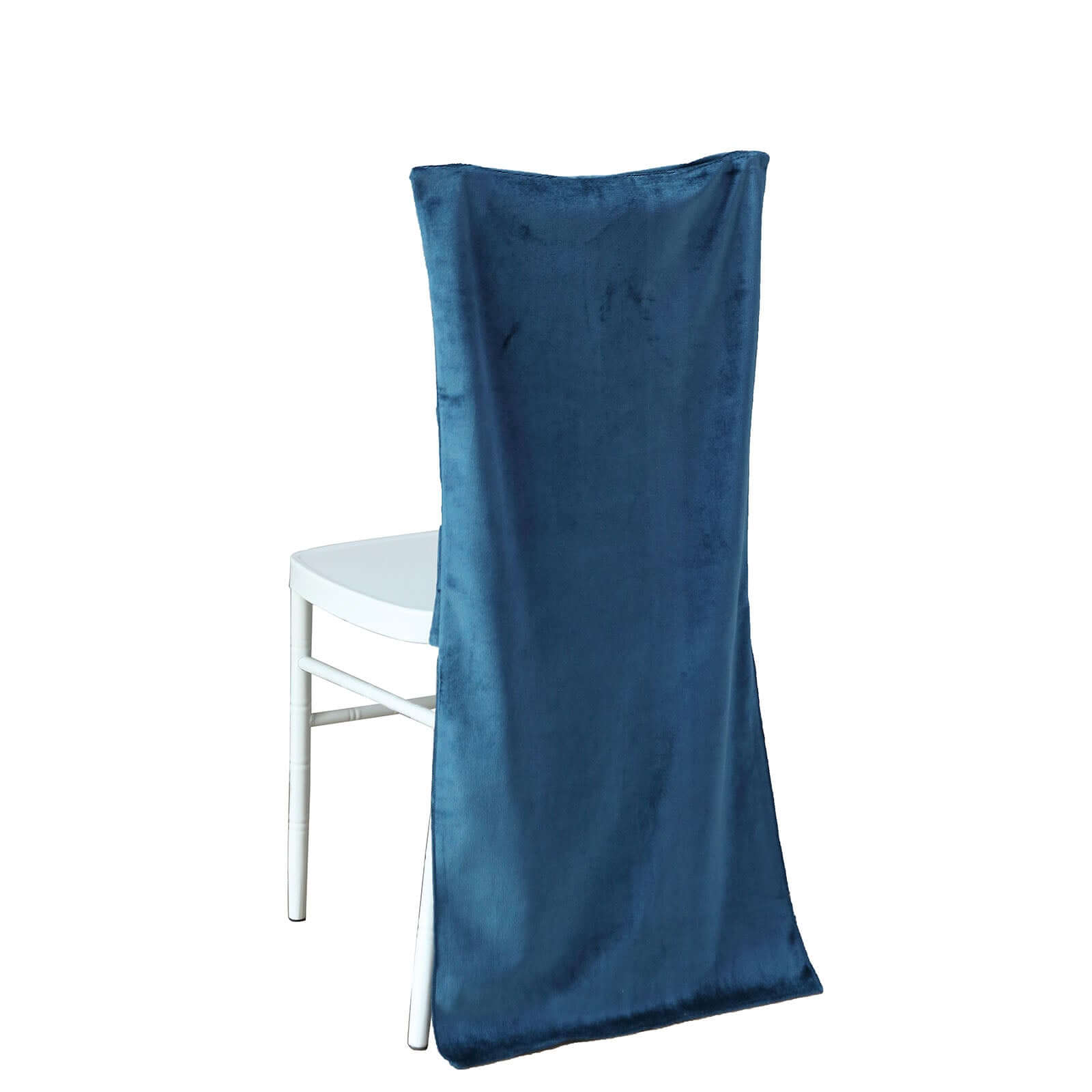 Velvet Chair Back Slipcover for Chiavari Chairs Navy Blue - Soft and Smooth Solid Chair Back Cover Cap