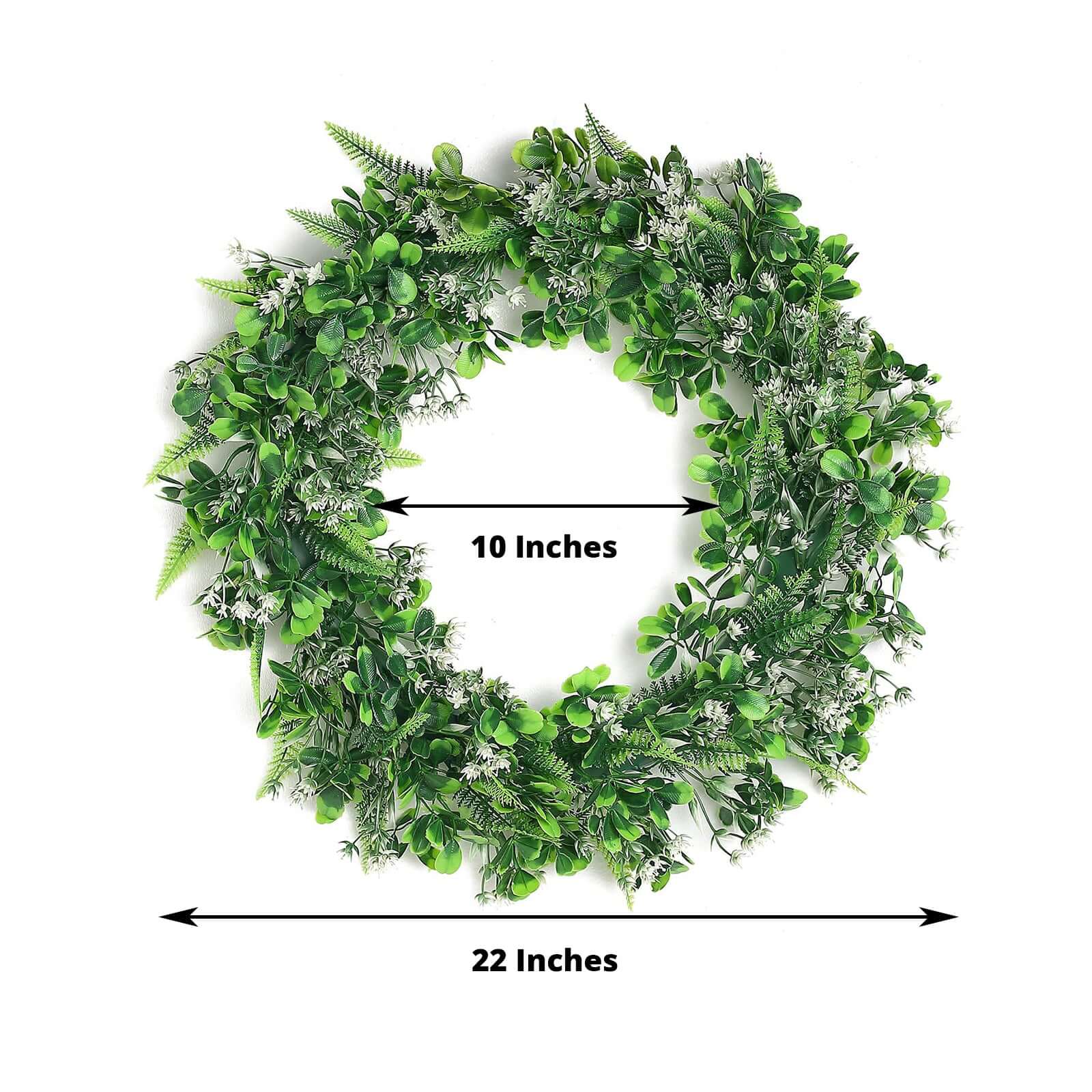 2 Pack 22 White Green Artificial Lifelike Boxwood Fern Mix Spring Wreaths