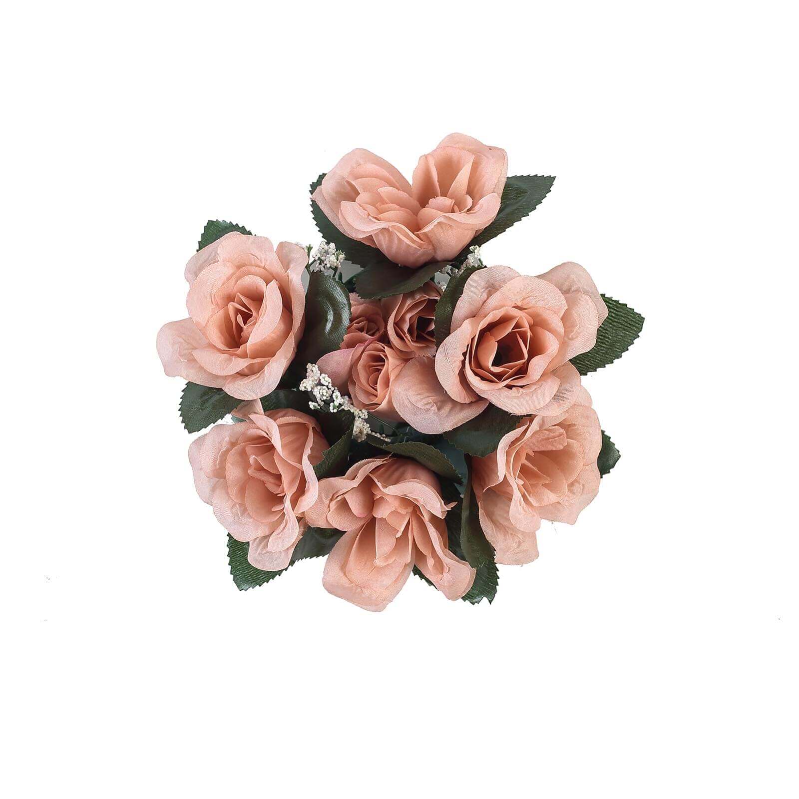 4 Pack 3 Dusty Rose Artificial Silk Rose Flower Candle Ring Wreaths