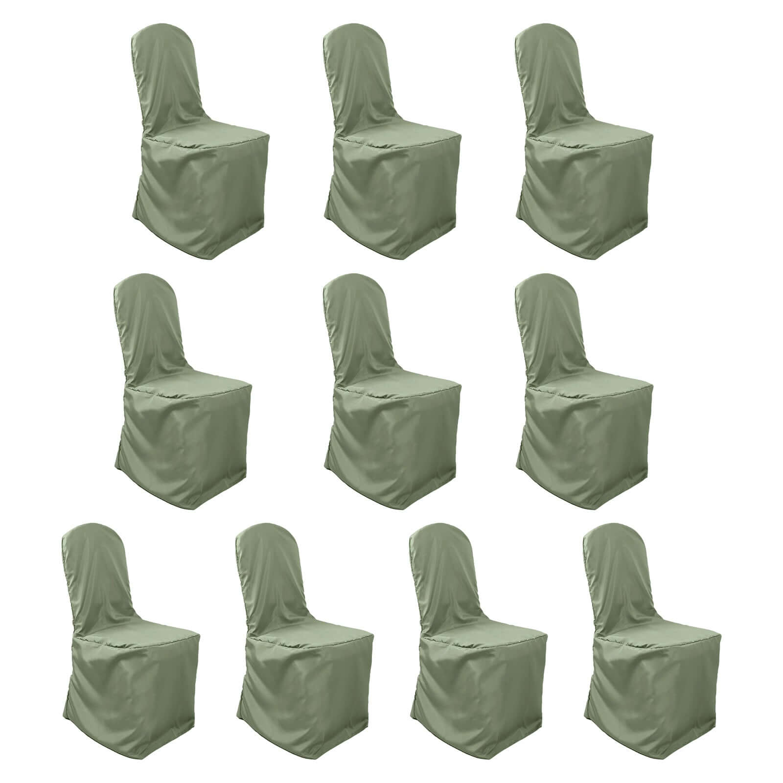 10 Pack Polyester Chair Cover for Banquet Chairs Dusty Sage Green - Stain-Resistant Reusable Slip-On Slipcover