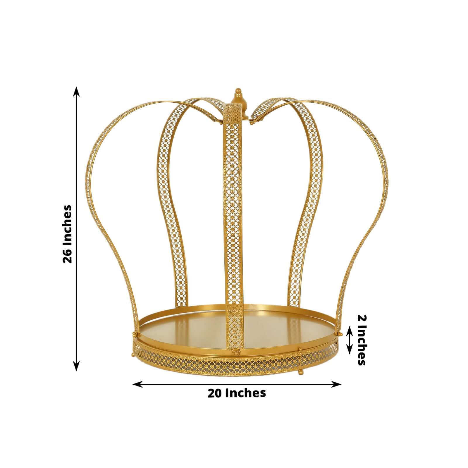 Metal Wedding Cake Stand 26 Gold Princess Crown Style - Exquisite Cupcake Display Holder Centerpiece for Fairy Tale Weddings & Chic Dessert Presentations