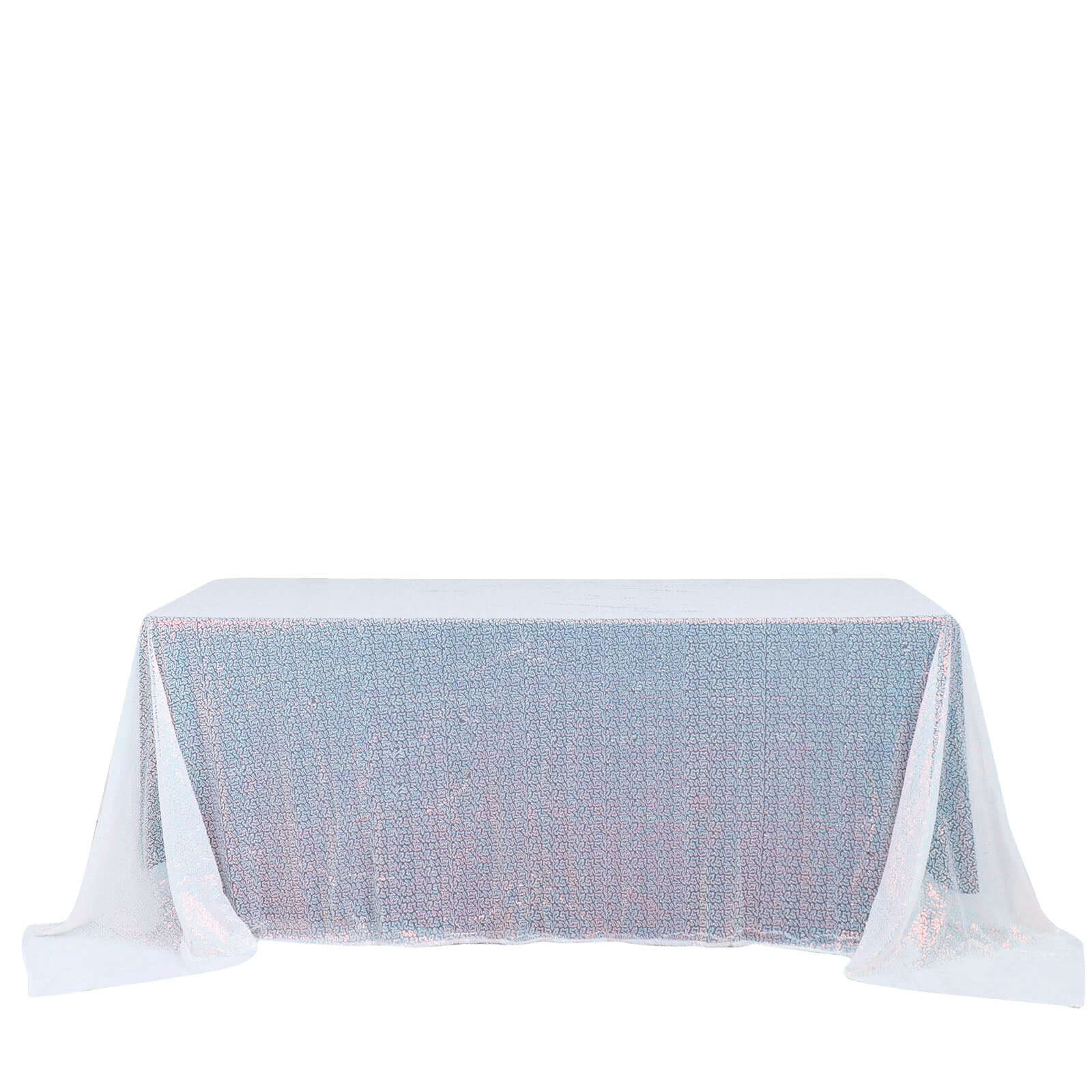 Sequin 90x132 Rectangle Tablecloth Iridescent Blue - Seamless Sparkly Table Cover