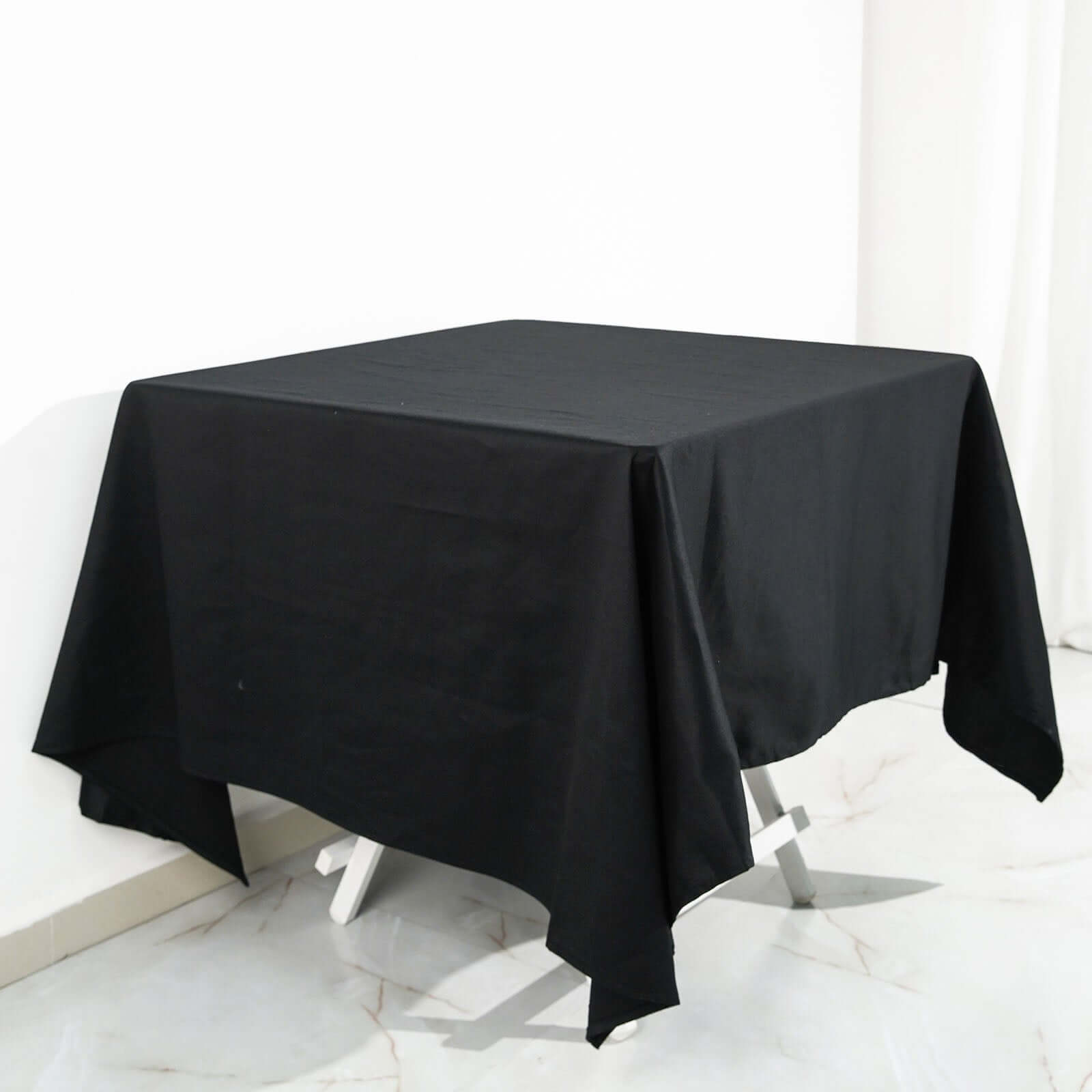 100% Cotton 70x70 Square Tablecloth Black Linen - Soft & Breathable Fabric Table Cover