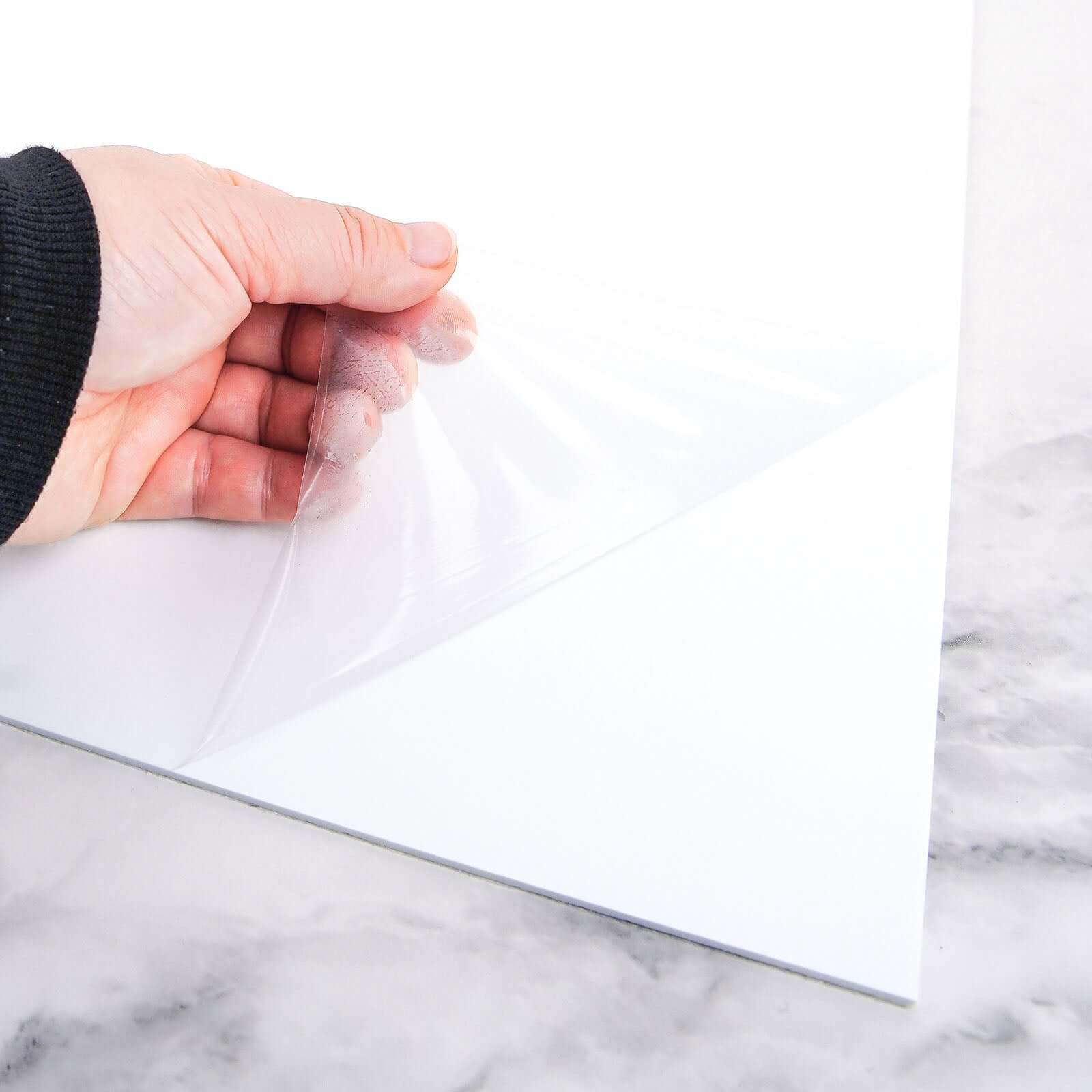 Set of 4 Acrylic Plexiglass Sheets Square Top Plates Assorted Sizes White - Protective Film Coating 3mm Thick