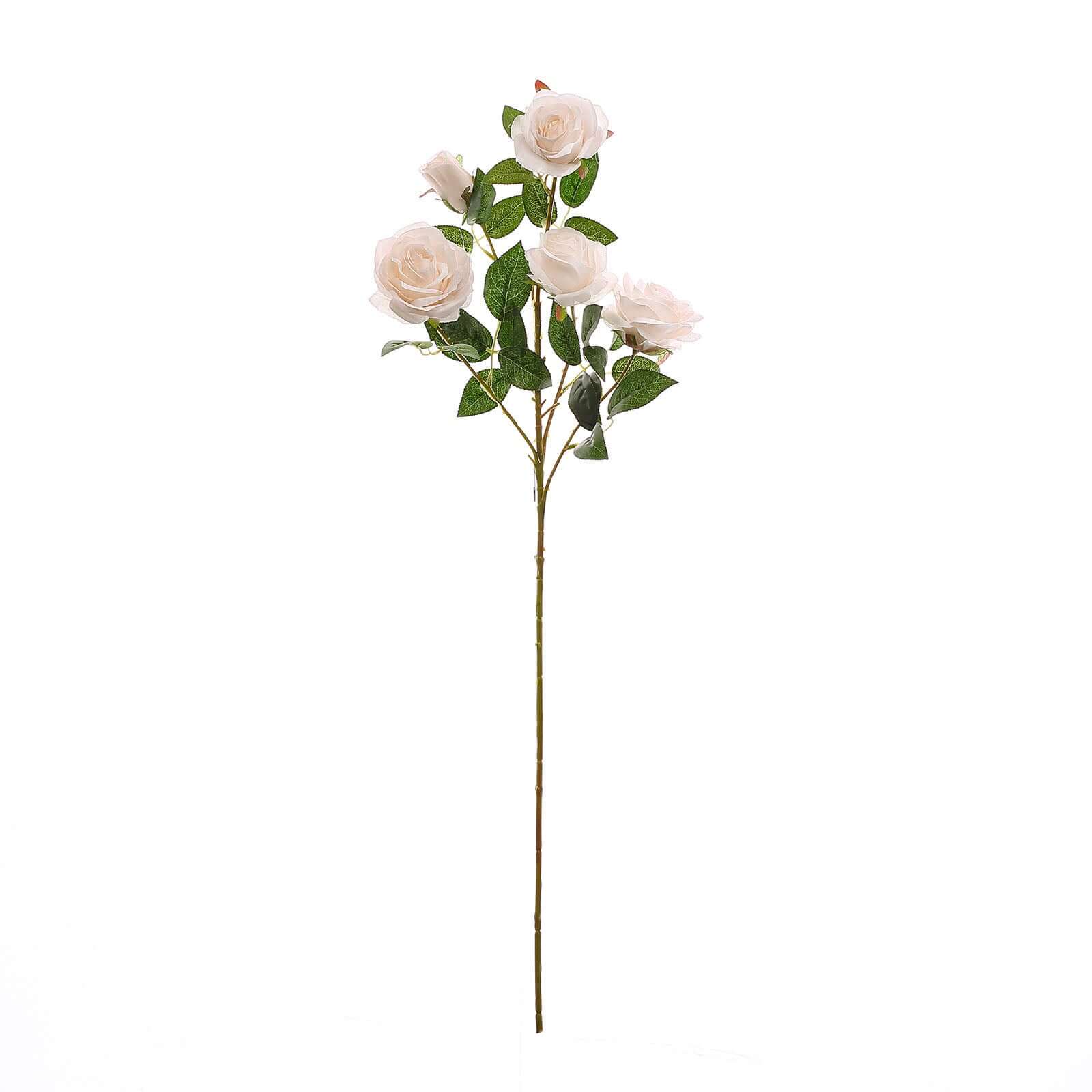 2 Bouquets 33 Tall Blush Artificial Silk Long Stem Rose Bush