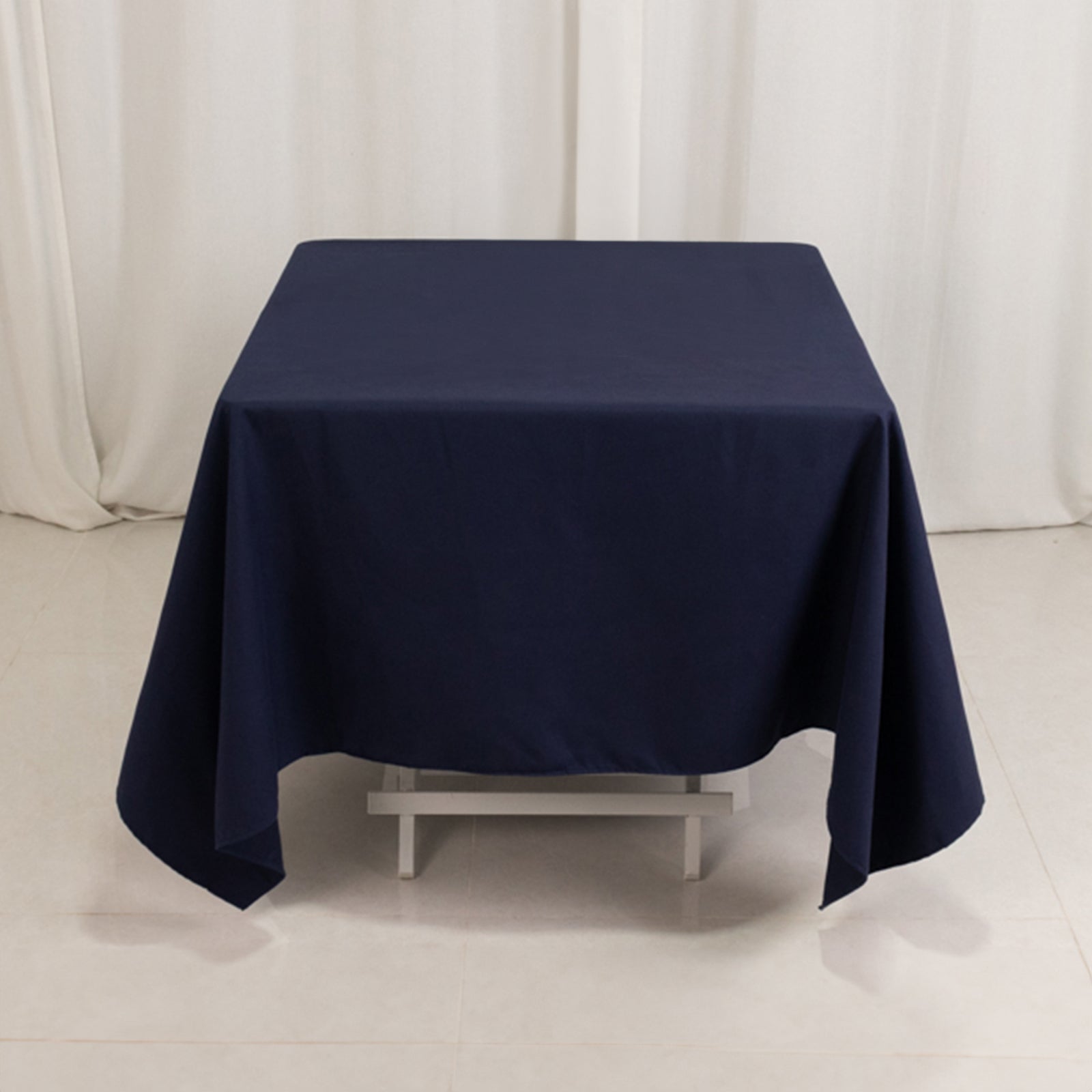 Cotton Blend 70x70 Square Tablecloth Navy Blue - Wrinkle-Resistant Fabric Table Cover
