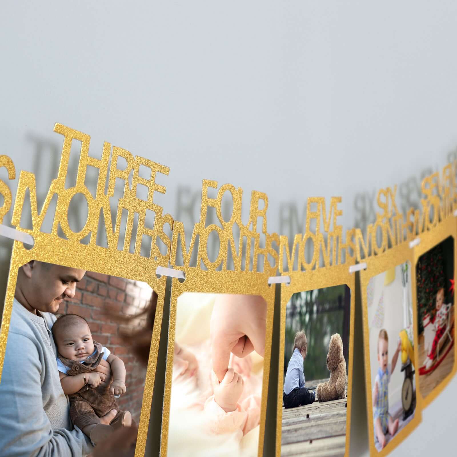 12 Month Milestone 1st Birthday Party Photo Backdrop Hanging Banner, Baby Photo Garland Banner - 5.5ft