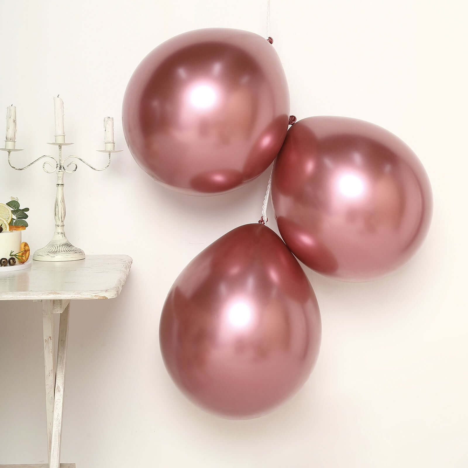 5 Pack 18 Metallic Chrome Pink Latex Helium or Air Party Balloons