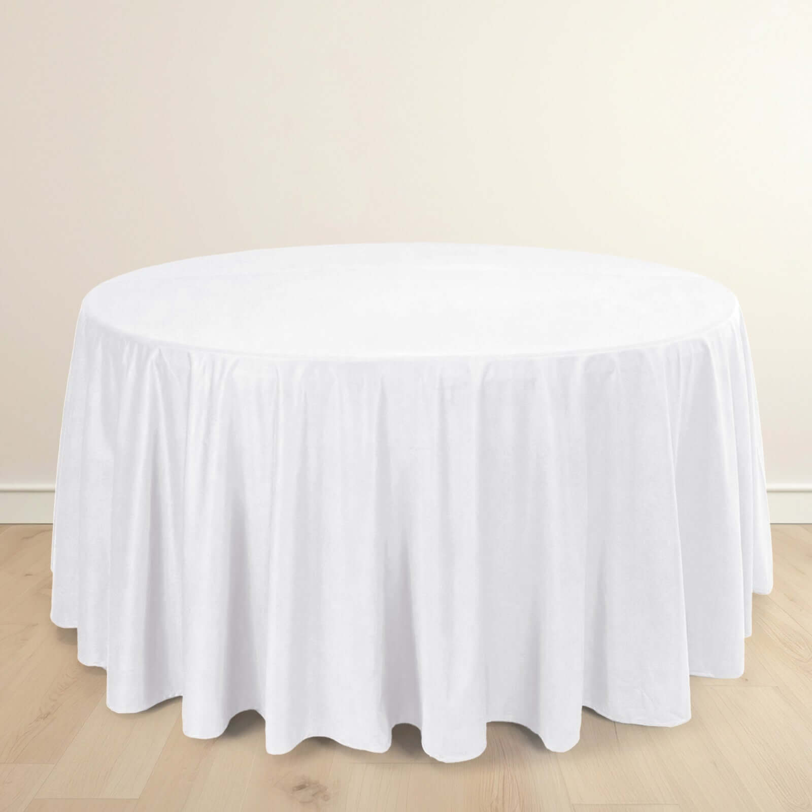 Premium Scuba Round 120 Tablecloth White - Wrinkle Free & Stain Resistant Seamless Table Cover for Weddings & Events