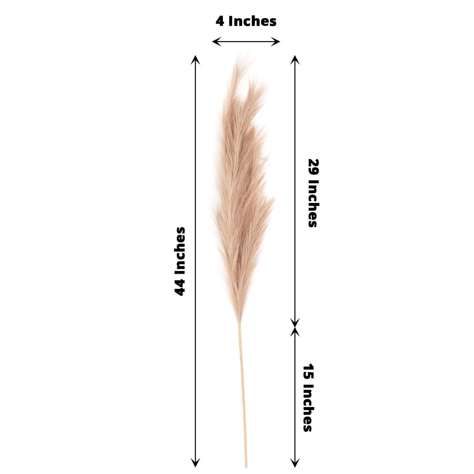 3 Stems Artificial Pampas Grass Decor Taupe - Soft Realistic Faux Ornamental Grass Branches for Rustic Boho Chic Backdrops Floral Styling & Vase Displays 44