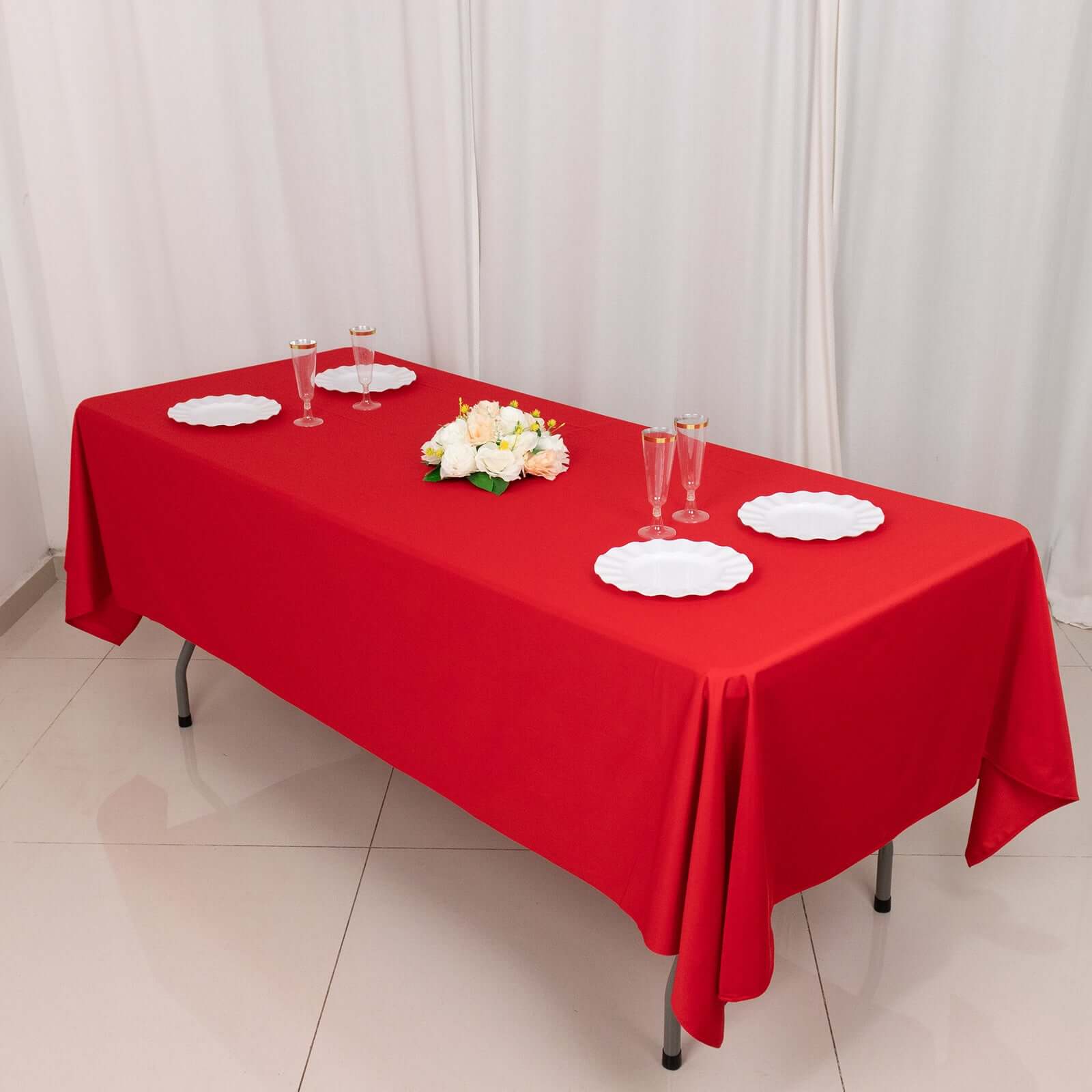 Premium Scuba Rectangular 60x102 Tablecloth Red - Wrinkle Free & Stain Resistant Table Cover