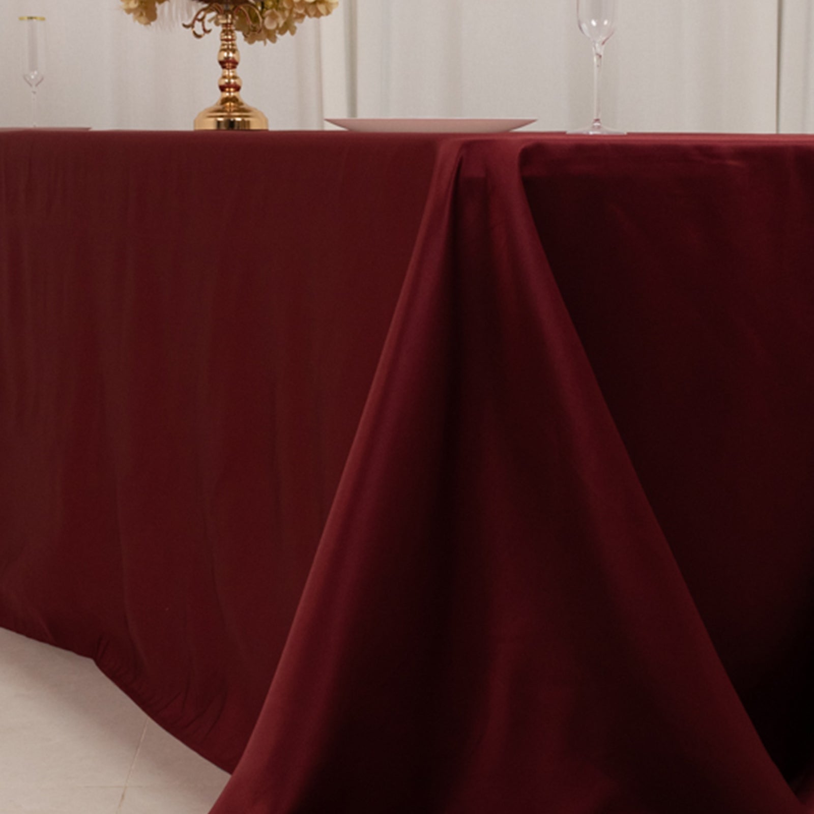 Lamour Satin 90x156 Rectangle Tablecloth Burgundy - Luxurious, Soft Seamless Table Cover