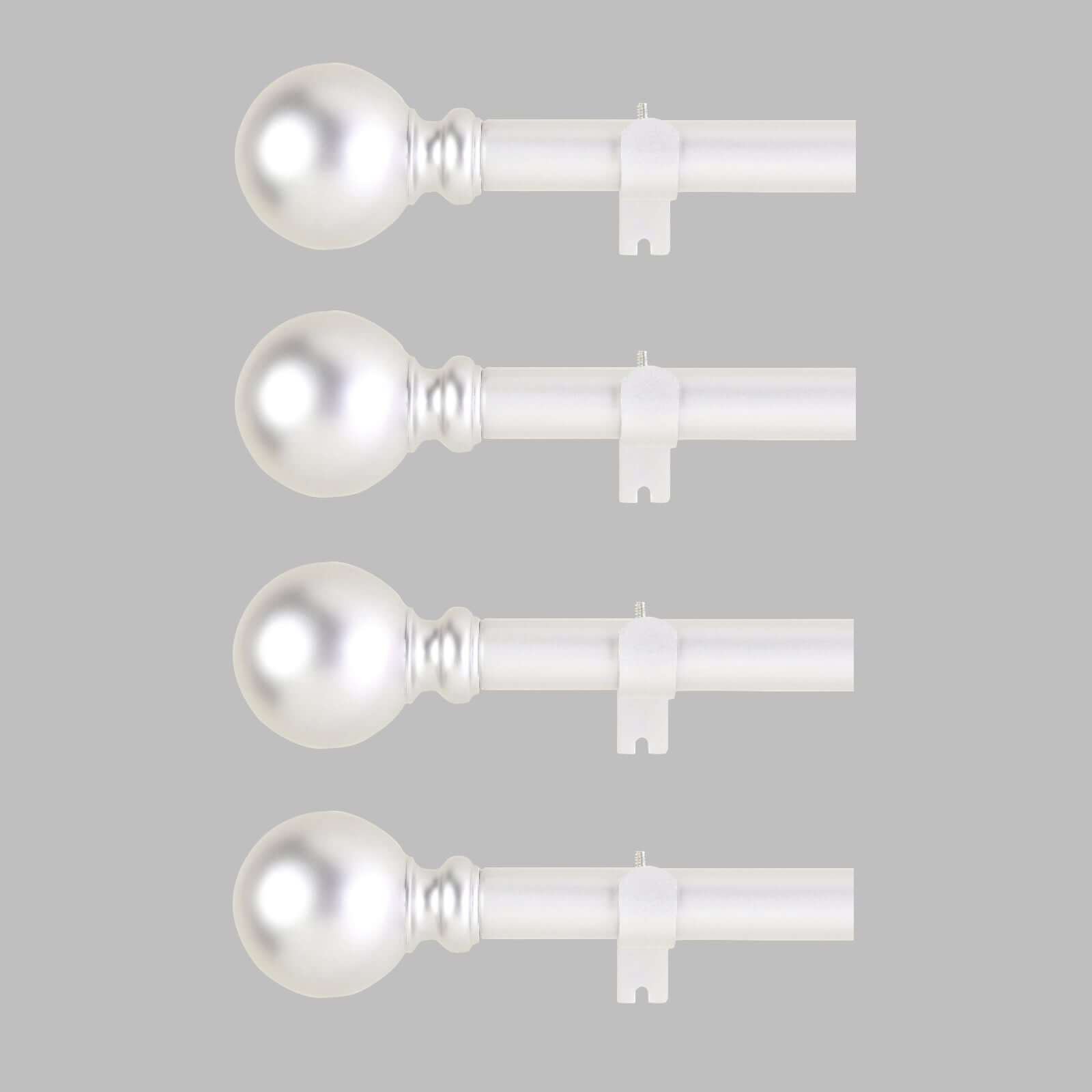 42-126 Adjustable Curtain Rod Set, Silver, Round Finials