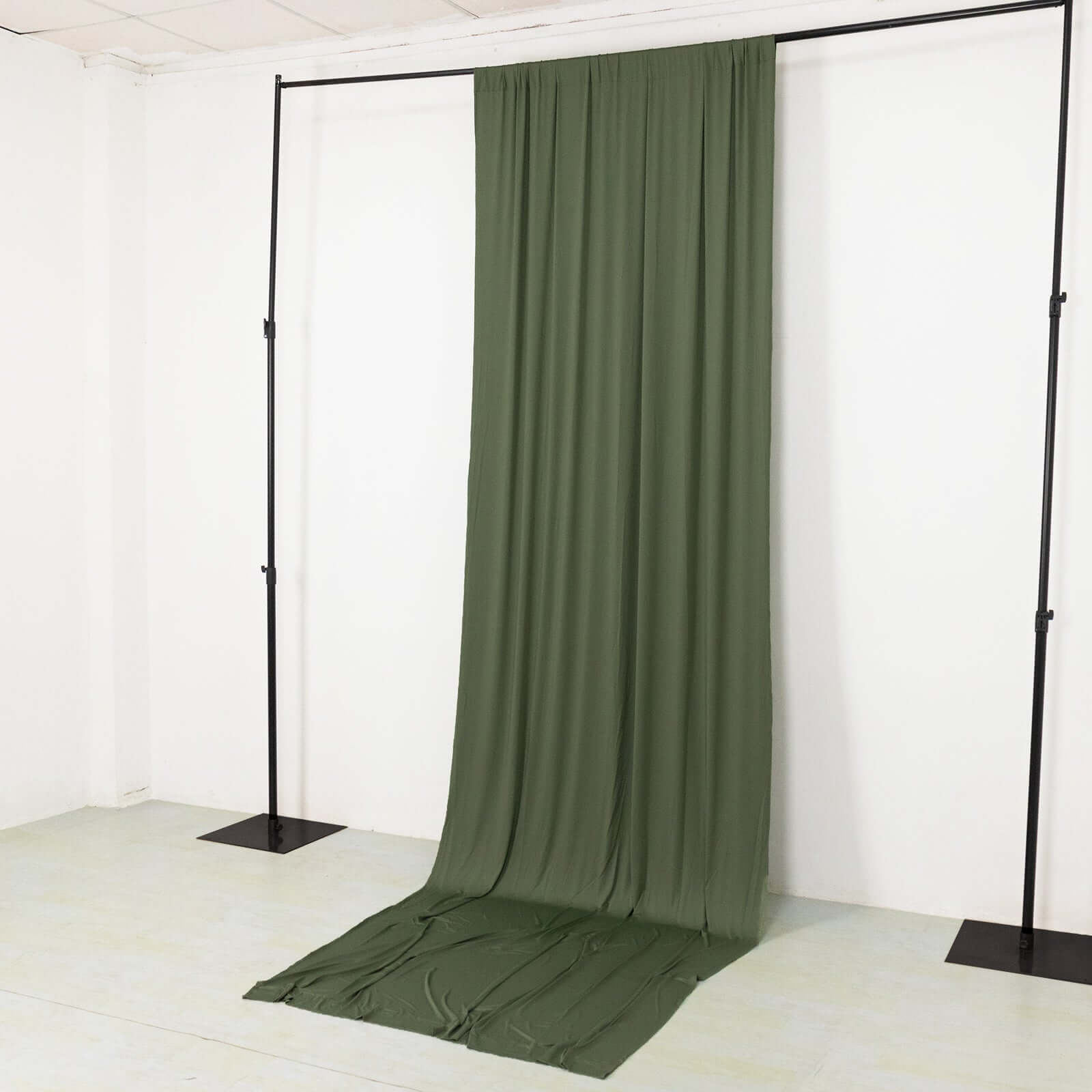 Dusty Sage Green 4-Way Stretch Spandex Event Curtain Drapes, Wrinkle Free Backdrop Event Panel with Rod Pockets - 5ftx14ft