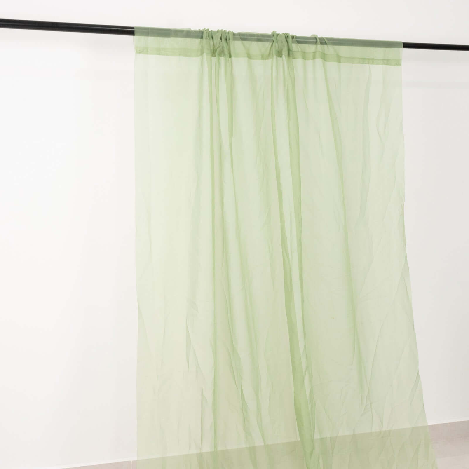 5ftx32ft Premium Sage Green Chiffon Curtain Panel, Durable Flame Resistant Backdrop Ceiling Drapery With Rod Pocket