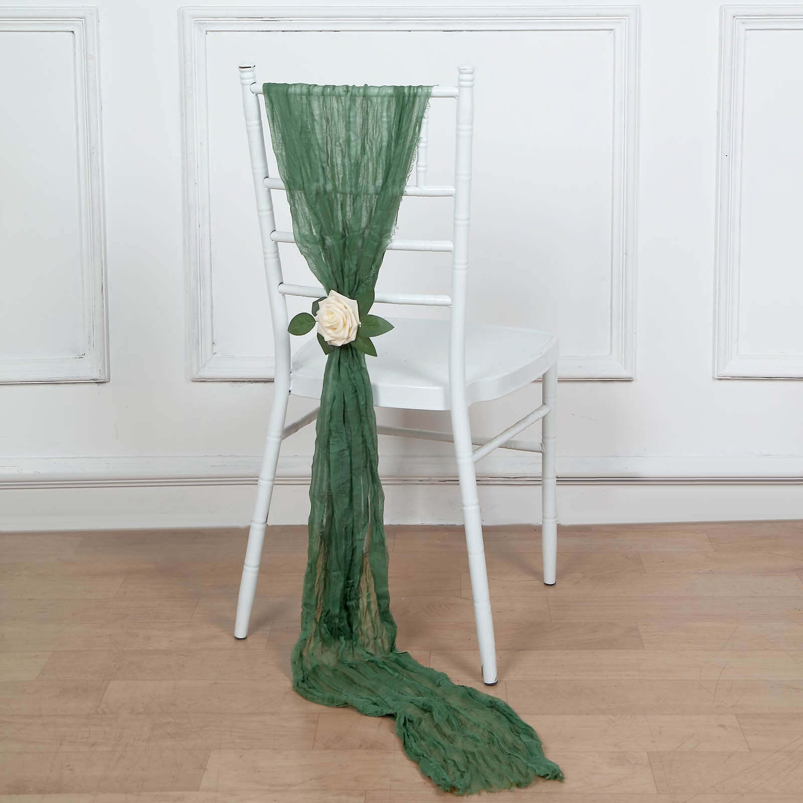 5 Pack Cheesecloth Gauze 16x88 Chair Sashes Olive Green - Boho Chair Decorations
