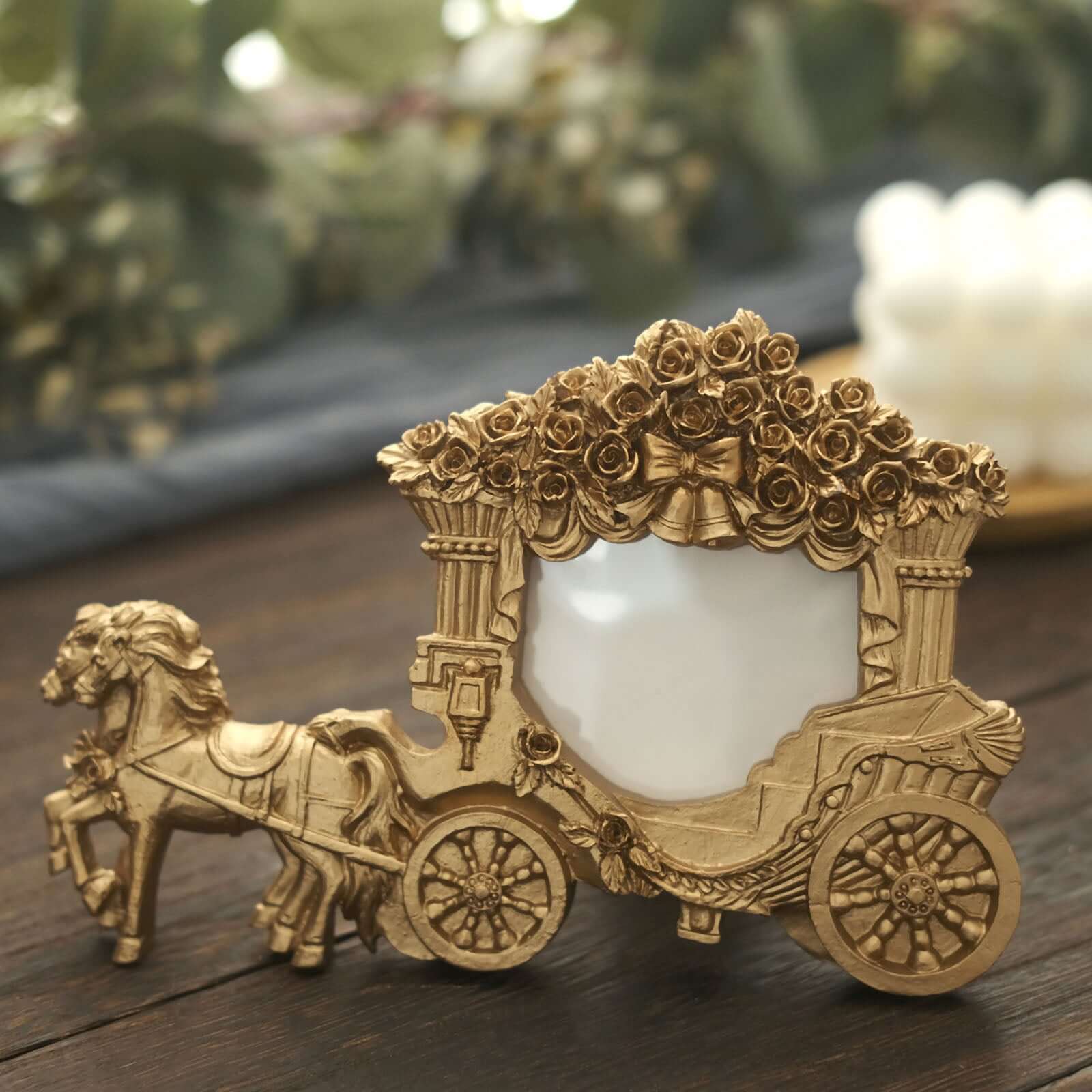 Picture Frame Resin Horse Carriage Design Gold - European Style Place Card Holder & Wedding Party Favor 7