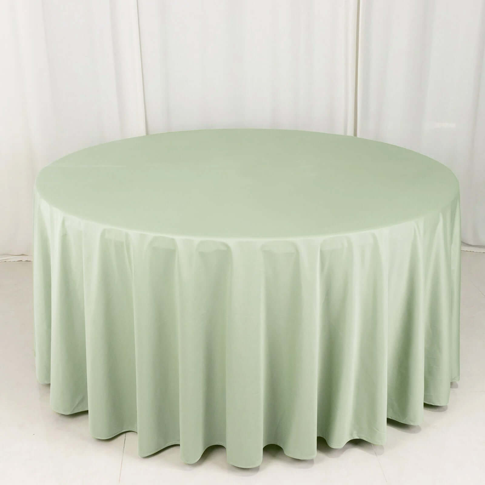 Premium Scuba Round 120 Tablecloth Sage Green - Wrinkle Free & Stain Resistant Seamless Table Cover