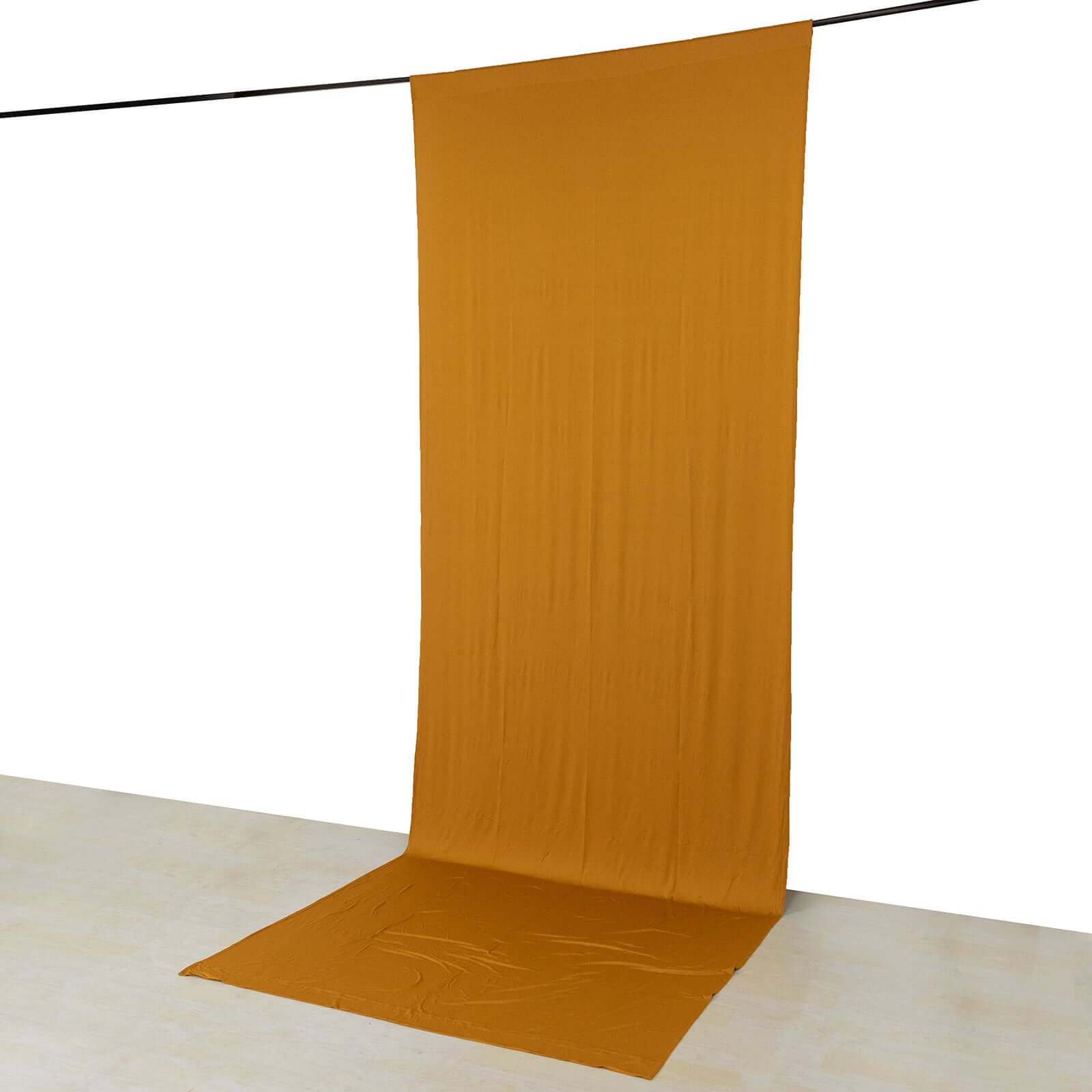 Gold 4-Way Stretch Spandex Event Curtain Drapes, Wrinkle Free Backdrop Event Panel with Rod Pockets - 5ftx14ft