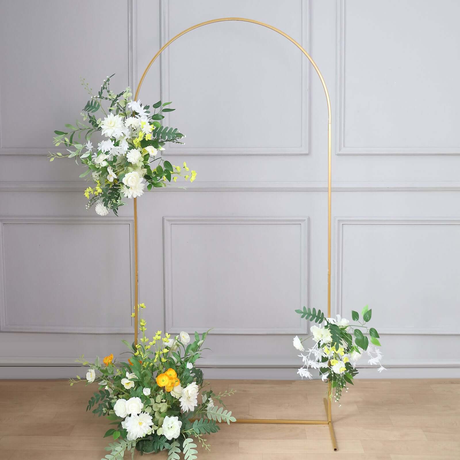 7ft Gold Metal Wedding Arch Chiara Backdrop Stand Floral Display Frame With Round Top