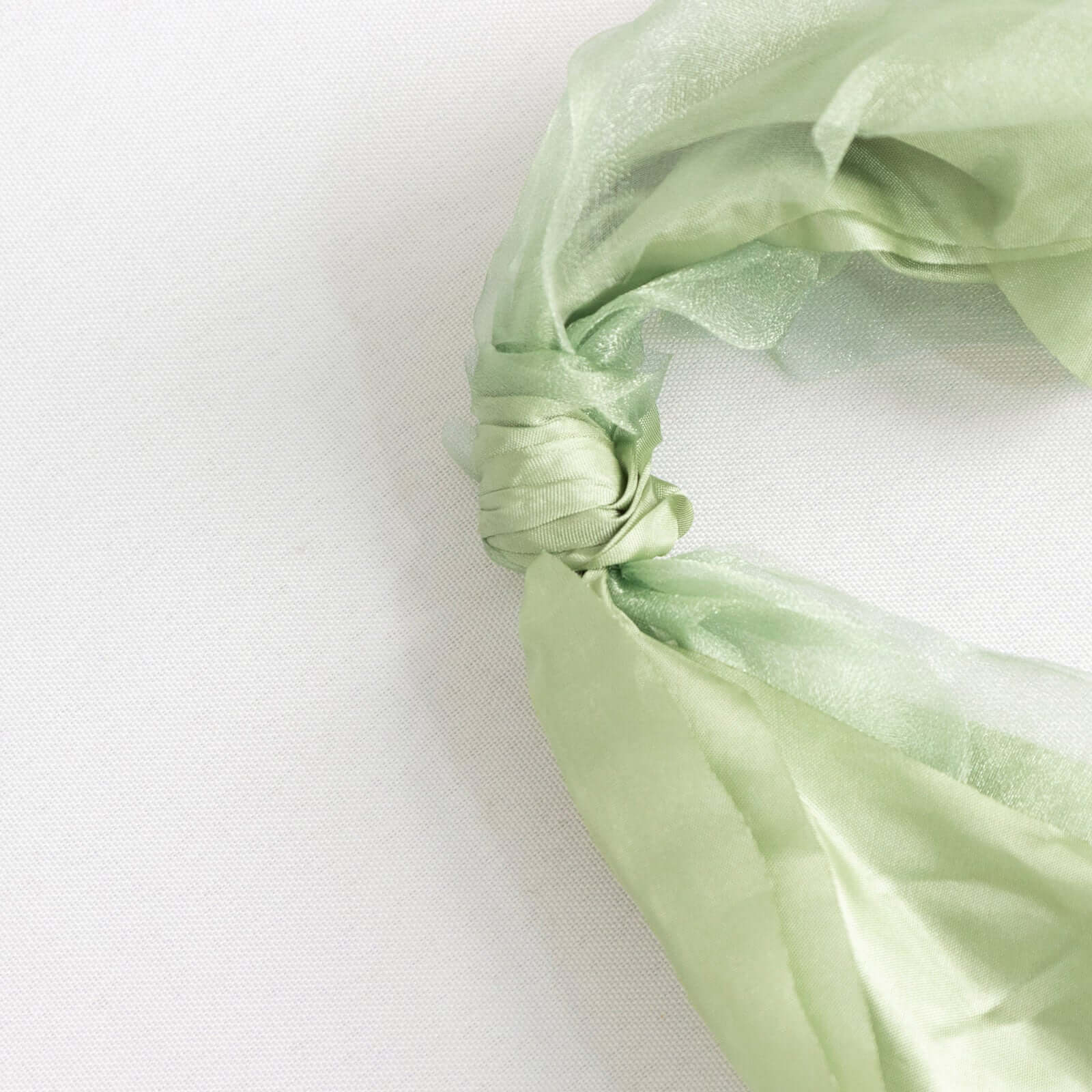 5 Pack Chiffon Satin Chair Sashes Sage Green - Easy to Install Ruffled Curly Willow