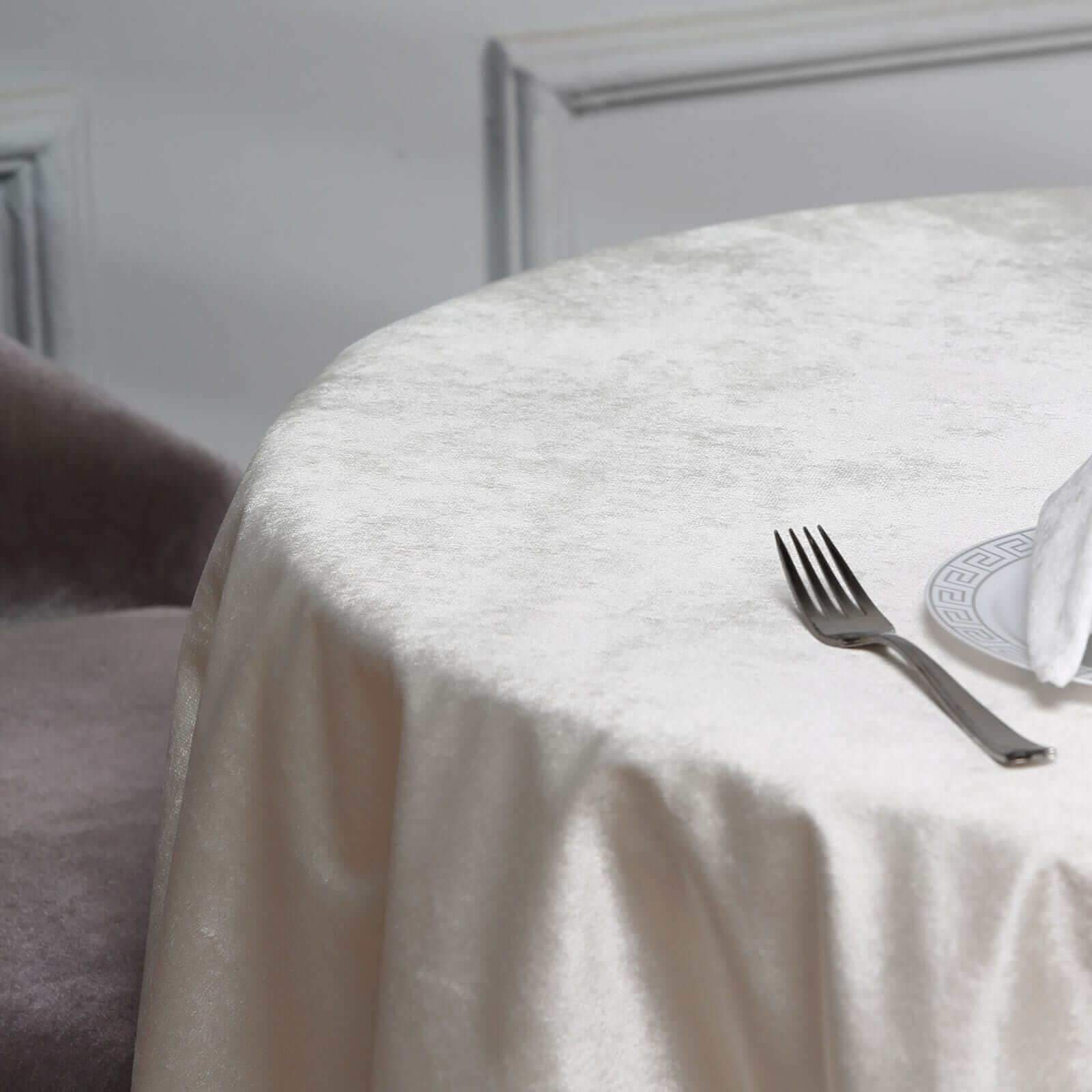 Premium Velvet 54x54 Square Tablecloth Ivory - Exquisite Soft Textured Feel Reusable Table Cover