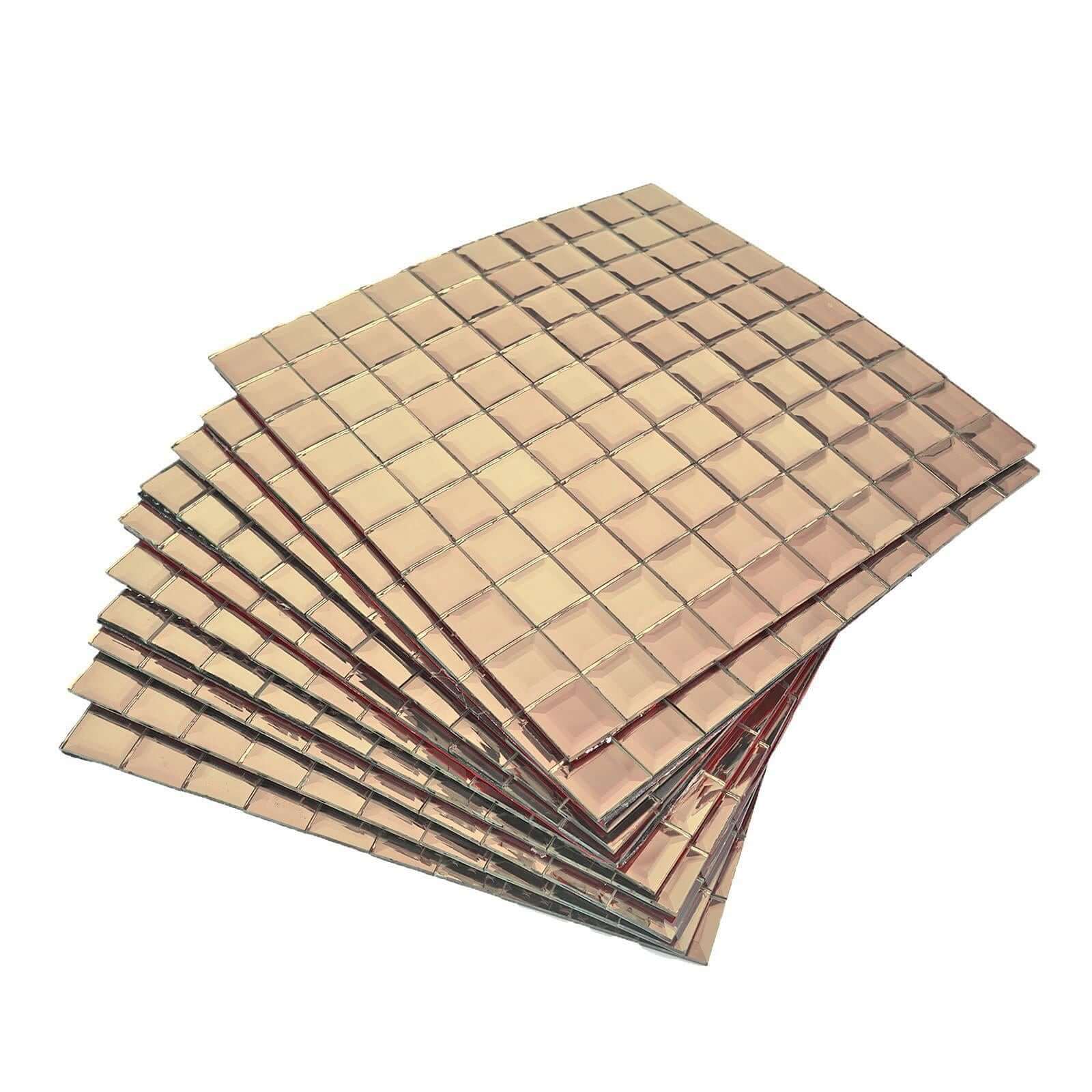 10 Pack 10 Sq ft Rose Gold Peel and Stick Backsplash Mirror Wall Tiles