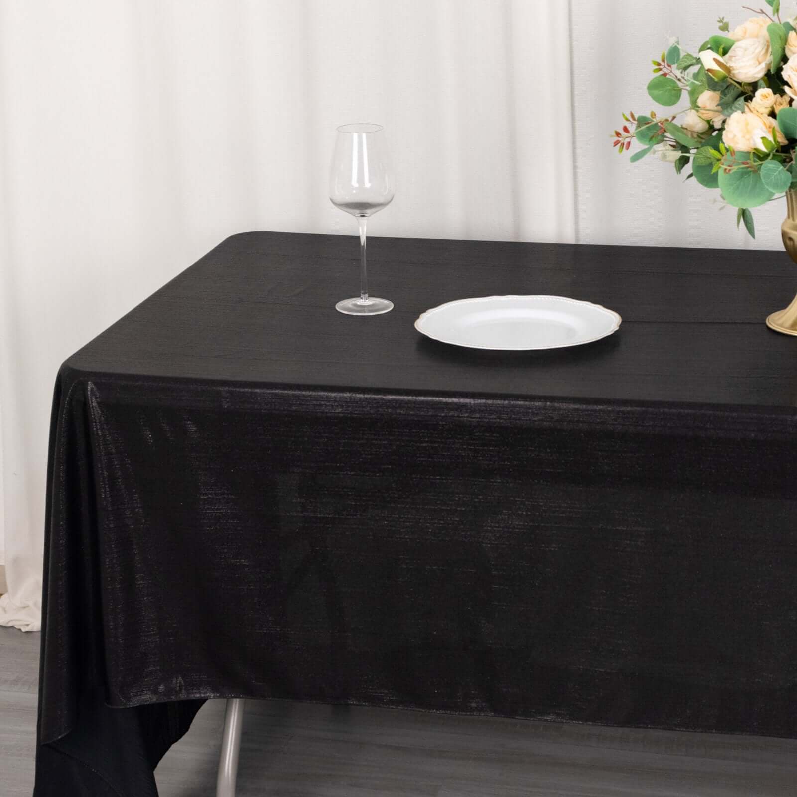 Sequin Dots Polyester 60x126 Rectangle Tablecloth Shimmering Black - Wrinkle Free & Sparkling Table Cover