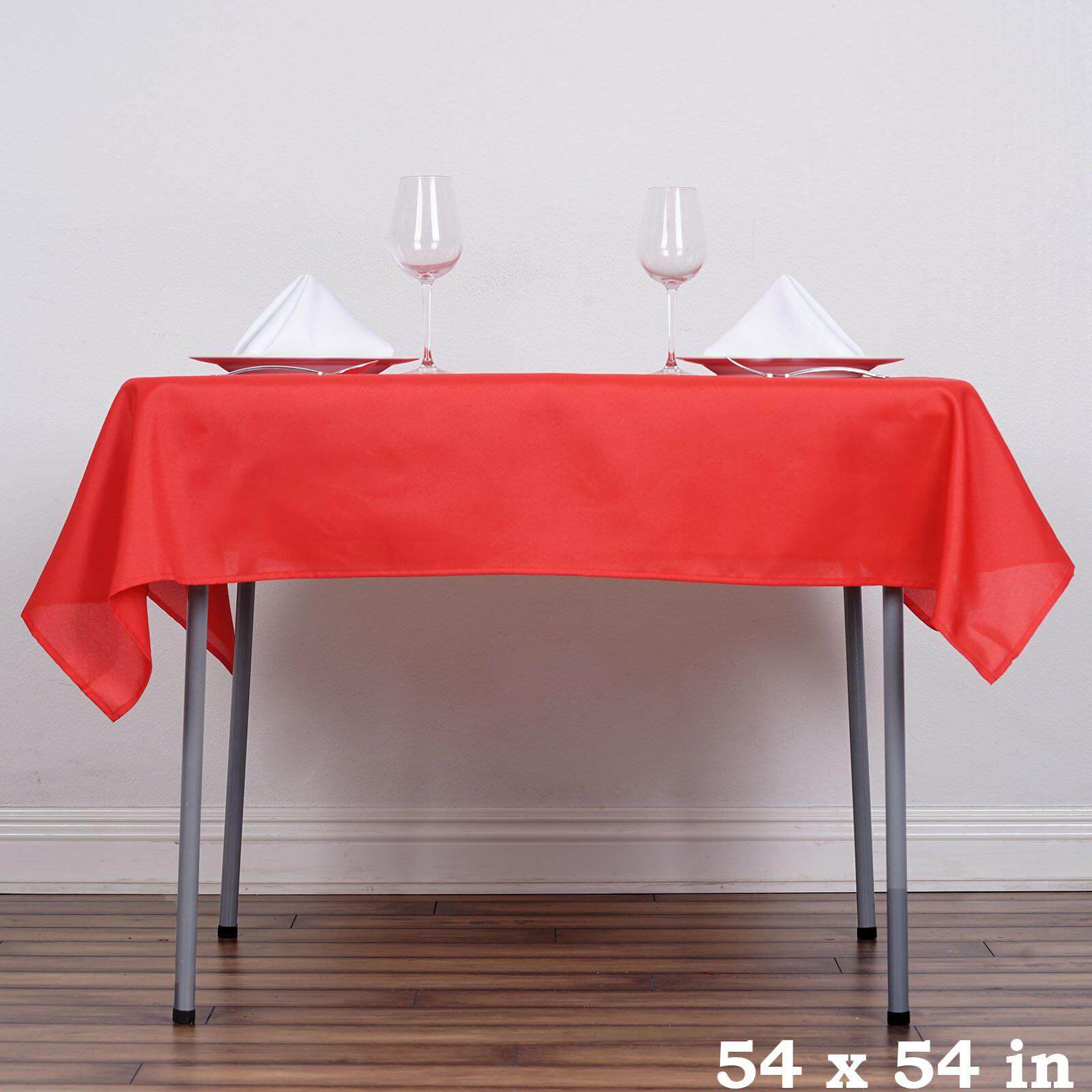 Polyester 54x54 Table Overlay Square Tablecloth Red - Wrinkle-Resistant & Durable Table Cover